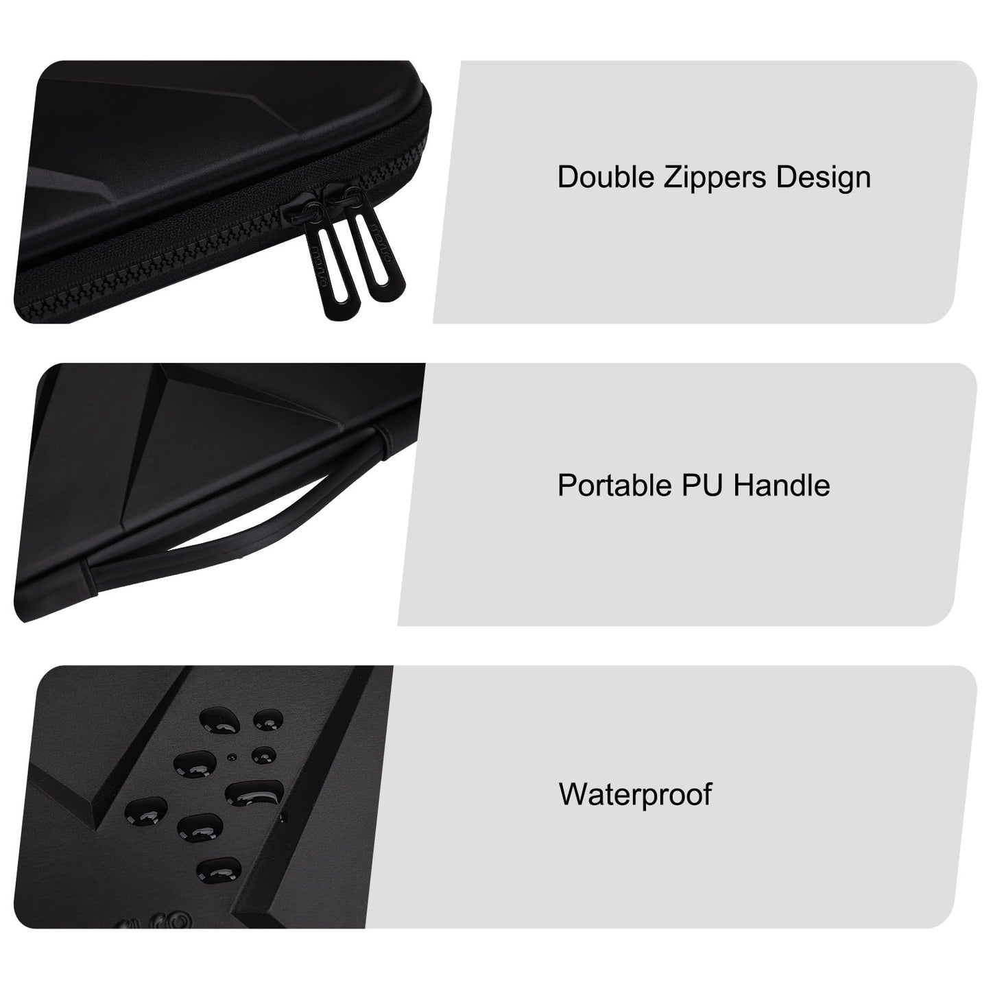 MOSISO Hard Shell Laptop Sleeve Shoulder Bag, 15.6 inch Computer Bag Compatible with MacBook, HP, Dell, Lenovo, Asus, Notebook, 16 inch Symmetric Geometric Waterproof EVA Carrying Case, Black