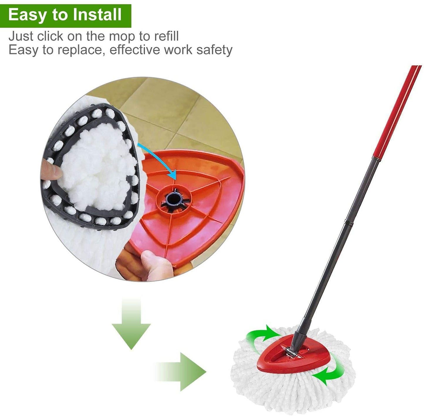 12 Pack Mop Replacement Heads Compatible with Spin Mop, Microfiber Spin Mop Refills, Easy Cleaning Mop Head Replacement
