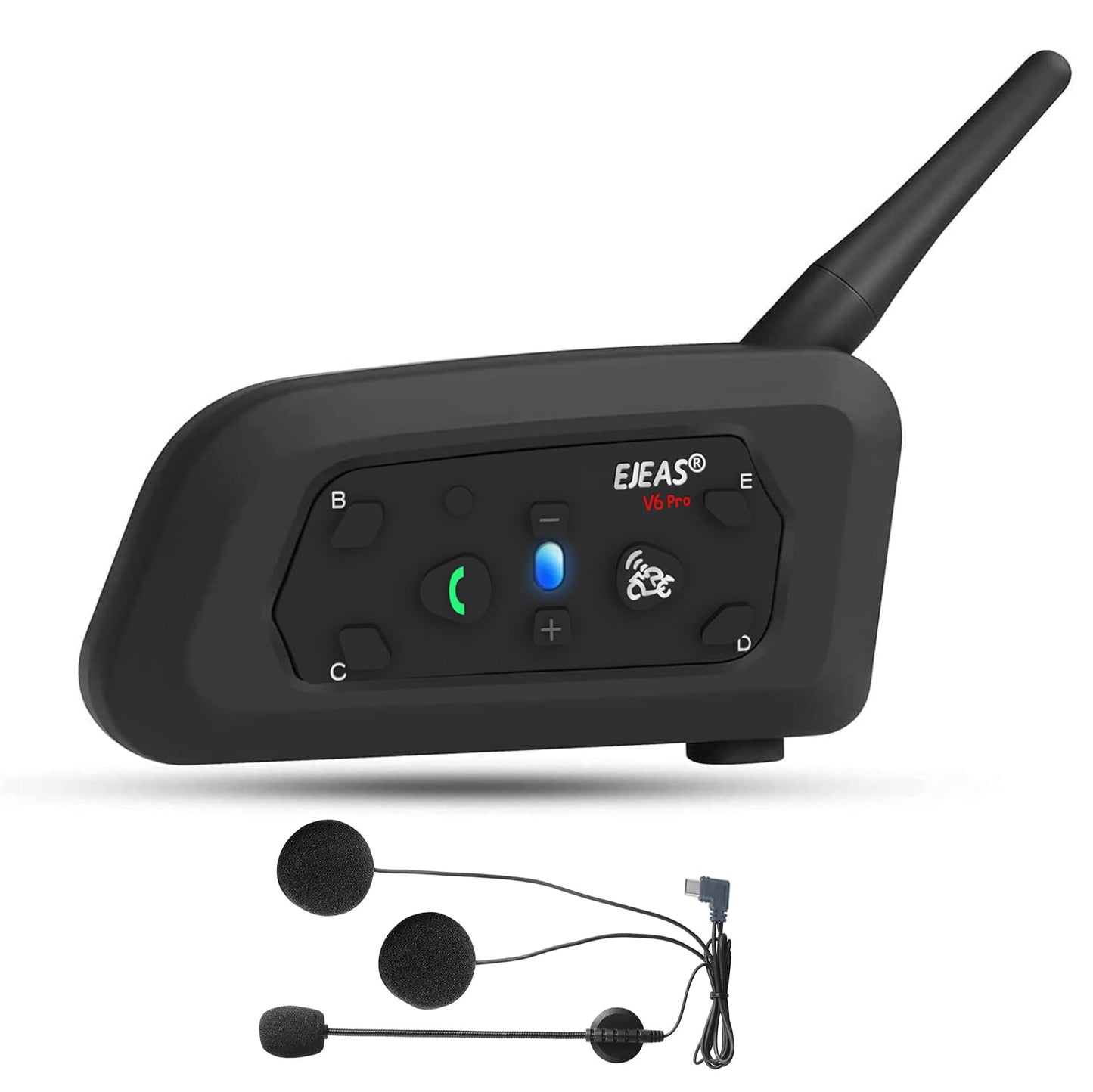 EJEAS V6 Pro Motorcycle Bluetooth Headset, Upgraded 2 Riders Intercom Helmet Communication System with Auto-Answering Call and Noise Reduction for Motorcycling Skiing and Climbing (1 Pack)