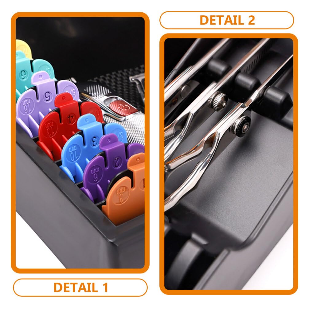 Alipis Barber Clipper Tray, Barber Station Organizer with 3 Notches, Hair Trimmer Holder Case Hair Scissors Storage Box