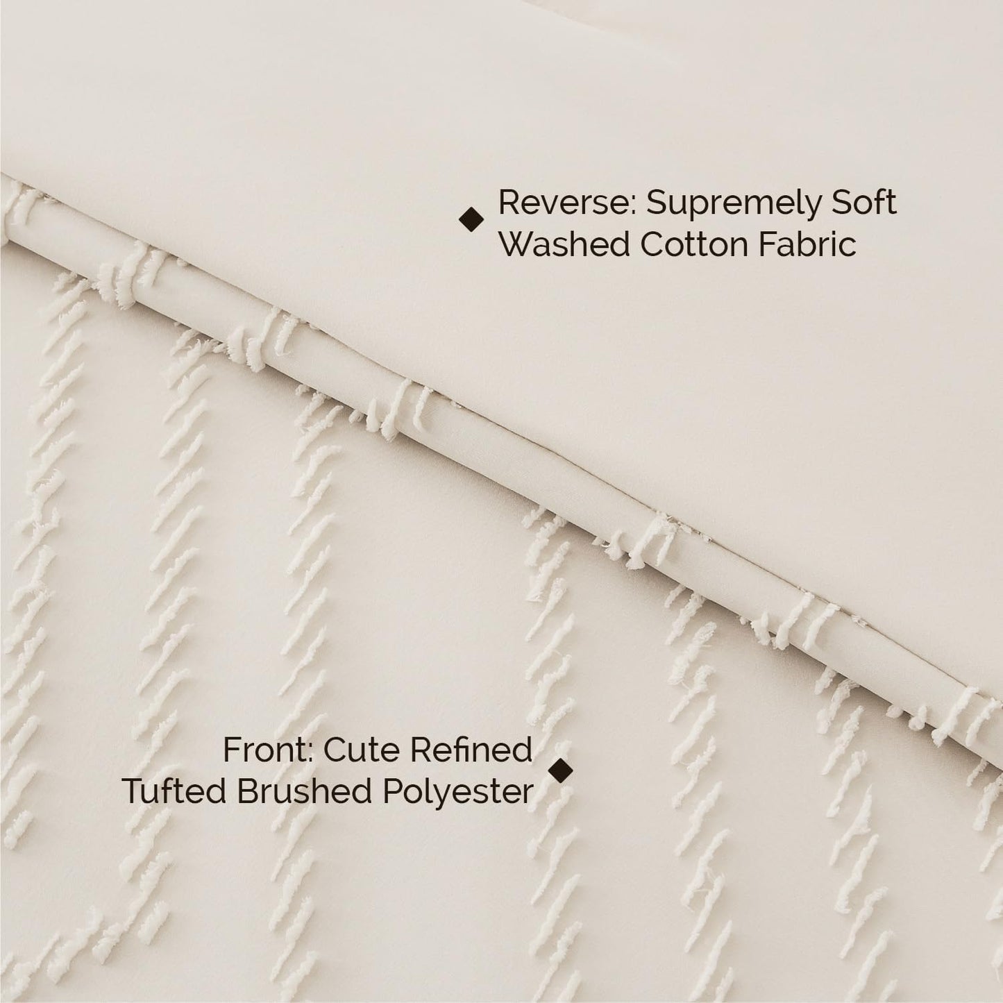 Andency Comforter Queen Size with Sheets Beige，7 Pieces Bed in a Bag Queen Cream Chevron Boho Soft Warm Tufted Neutral Bedding Sets with Comforter, Sheets, Pillowcases & Shams