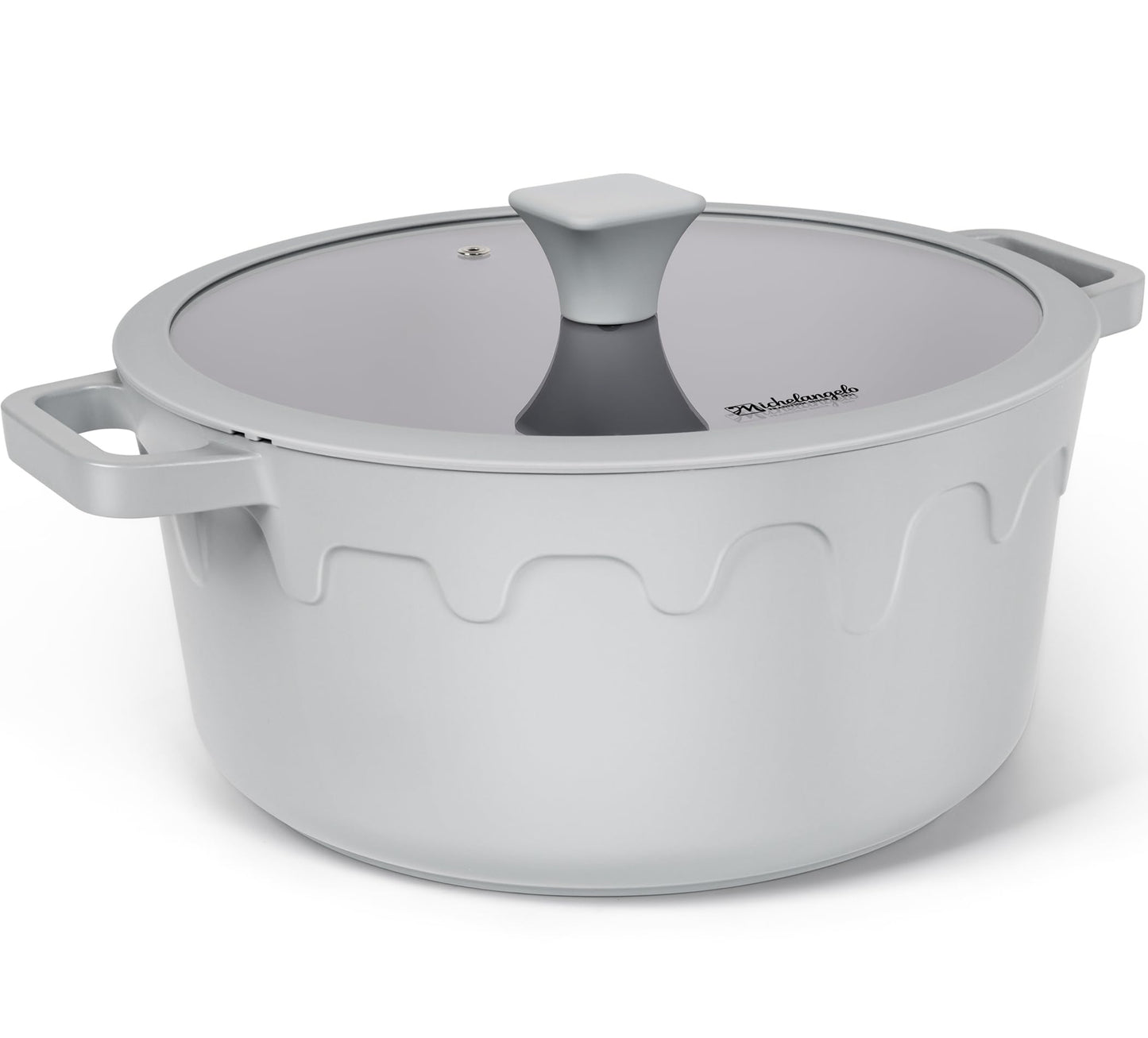 MICHELANGELO Ceramic Stock Pot with Lid - Nonstick Soup Pot for Induction Cooktop, 8-Quart Non Stick Cooking Pots with Silicone Handle Covers & Pot-Holder, Grey
