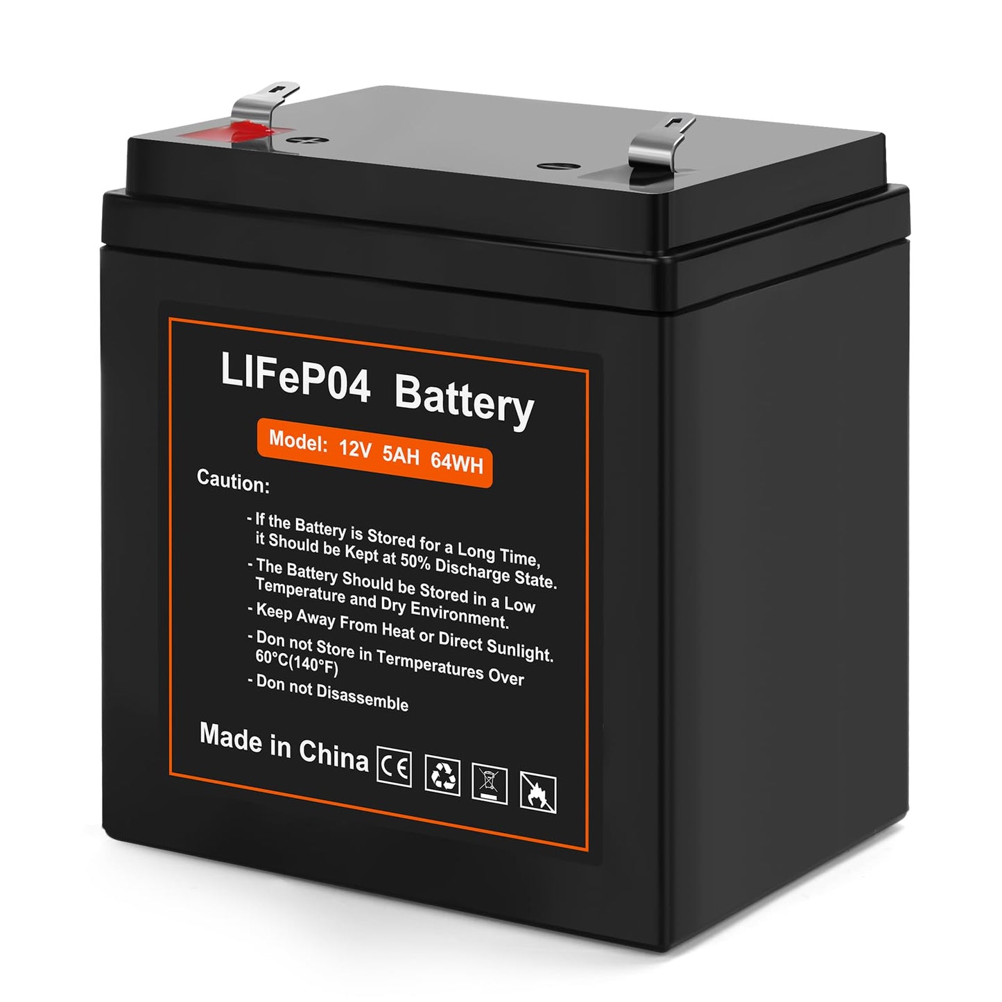 12V 5Ah LiFePO4 Rechargeable Backup Battery with BMS, 2000+ Cycles, Garage Door Opener Replacement Battery for Chamberlain 41A6357-1/Liftmaster 485lm 8500w