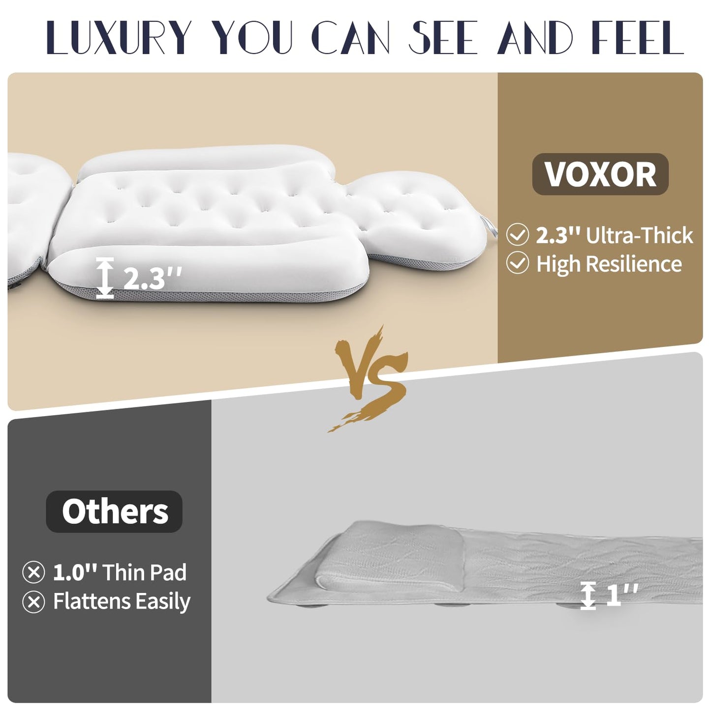 Full Body Bath Pillow for Bathtub, Thick Bathtub Cushion with Laundry Bag, Luxury Tub Pillow for Bath for Headrest Neck and Back Support White 56" x 16"