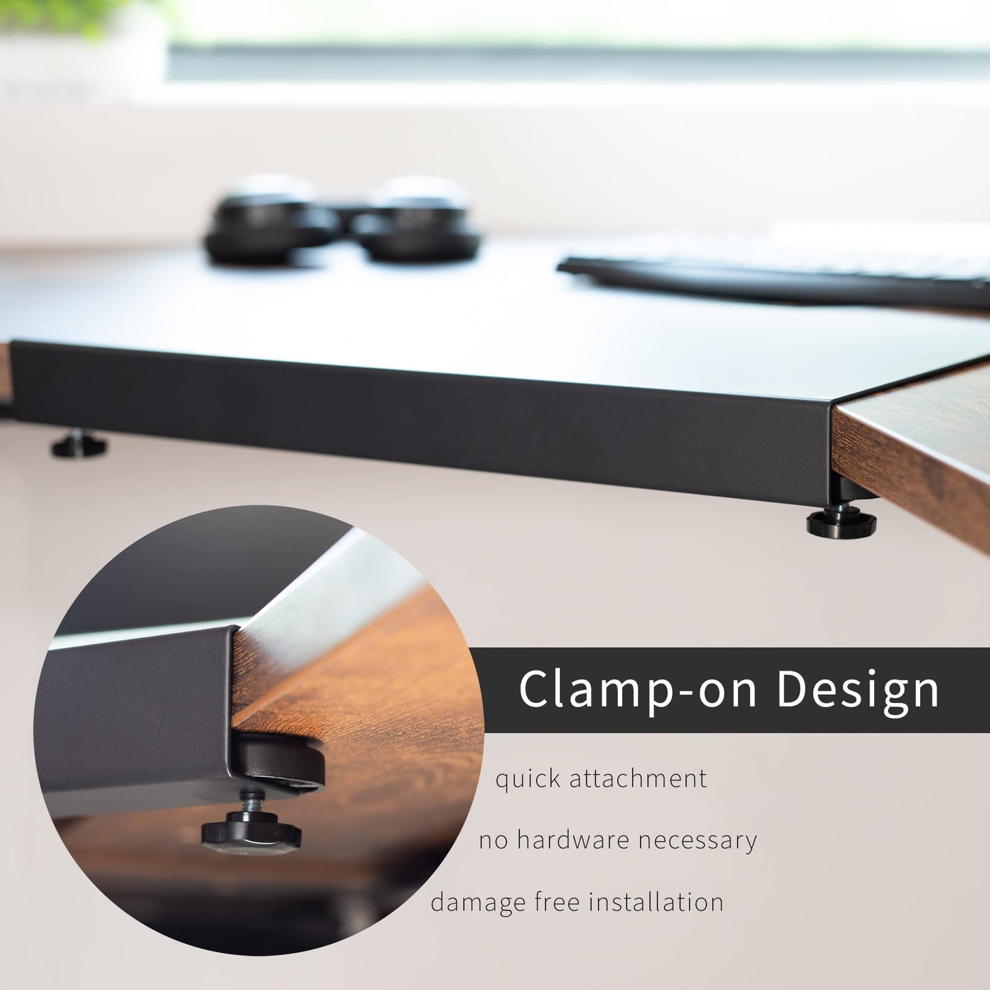 VIVO Clamp-on Steel Corner Connector, Workspace Extender for L-shaped Desk