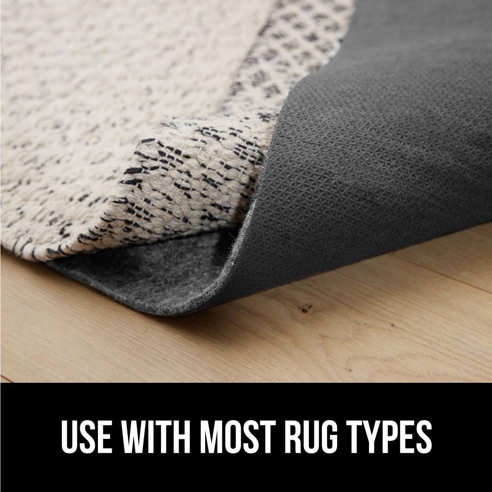 GORILLA GRIP Felt with Rubber Stay in Place Slip Resistant Rug Pad, 1/8 inch Thick, 5x8 FT Protective Padding Under Area Rugs, Cushioned Gripper Pads, Carpet Runners, Hardwood Floors Protection