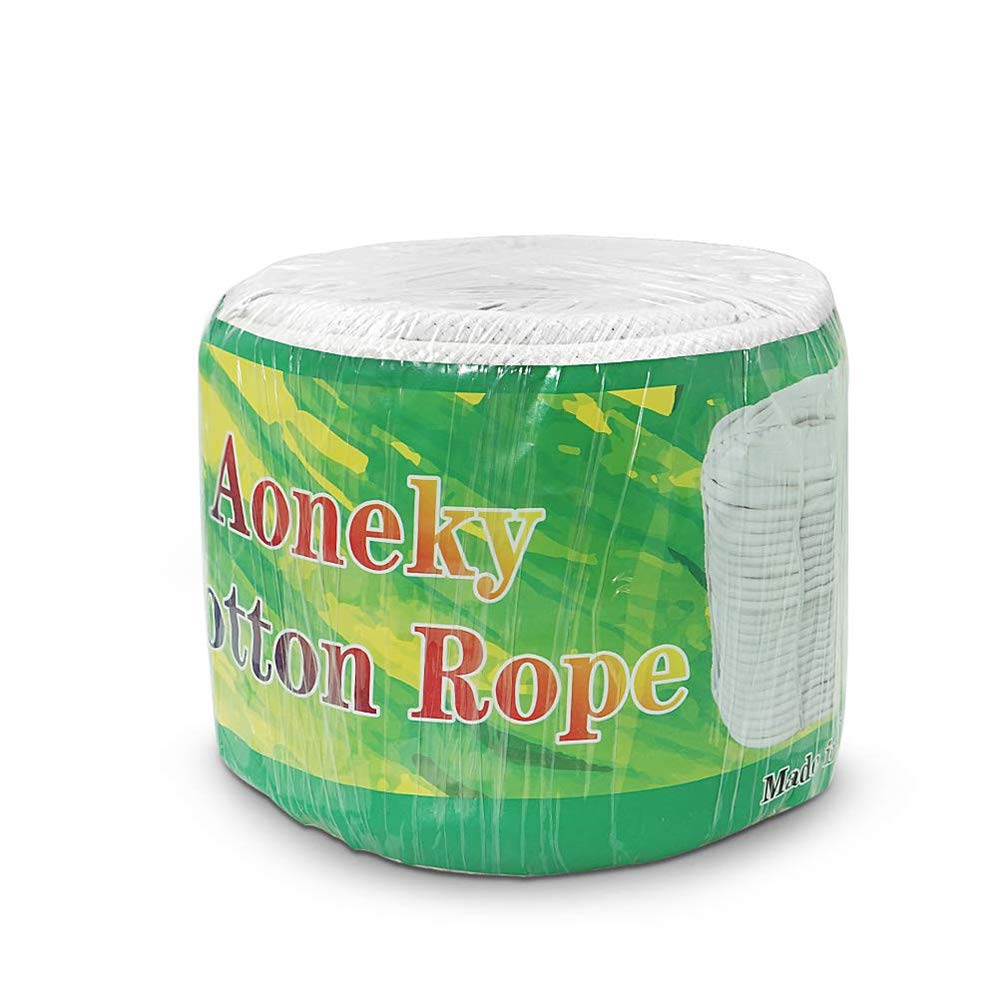 Aoneky Cotton Rope Washing Line Rope Outdoor Clothes Line Long Braided White Rope (3/8 inch x 100 ft)