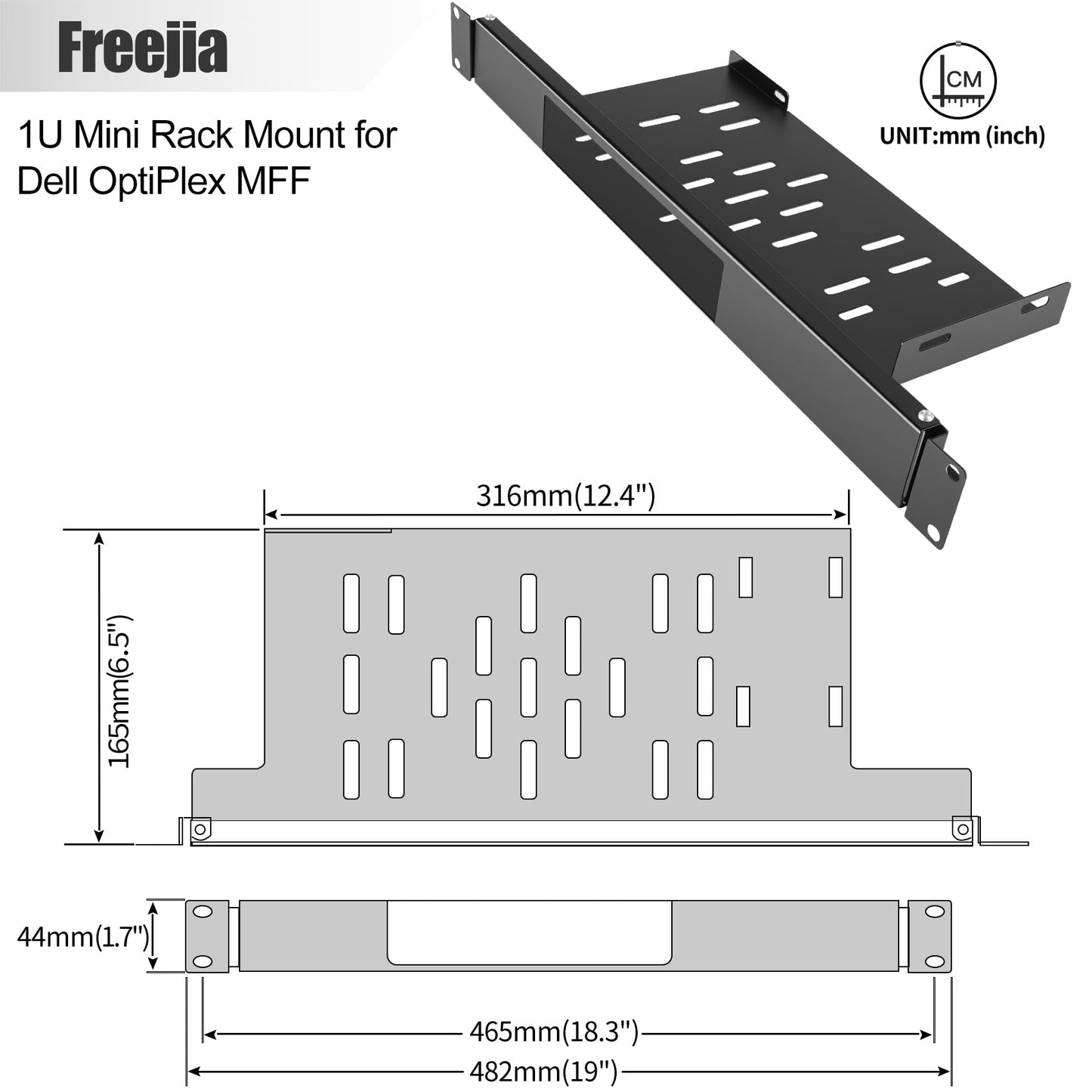 Mini Rack Mount for Dell OptiPlex Micro Form Factor Case 1U Hinged Server Rack Shelf with Hand-Twist Screws High-Strength Steel Dell Mini PC Rack Mount for 19-inch Cabinet or Rack