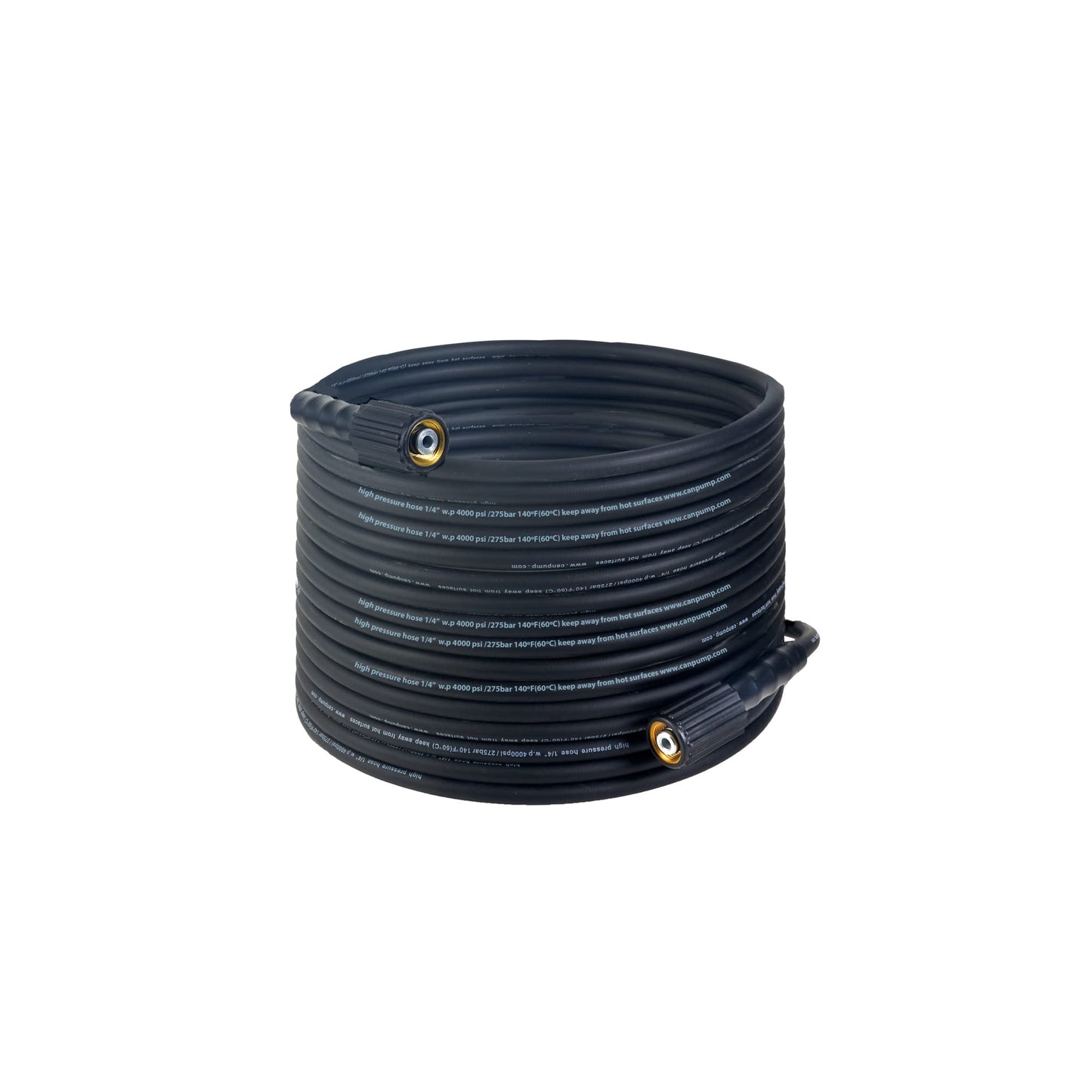 Canpump 1/4-in Cold Water Black Hose, 4000 psi, M22 Connector, 50 ft