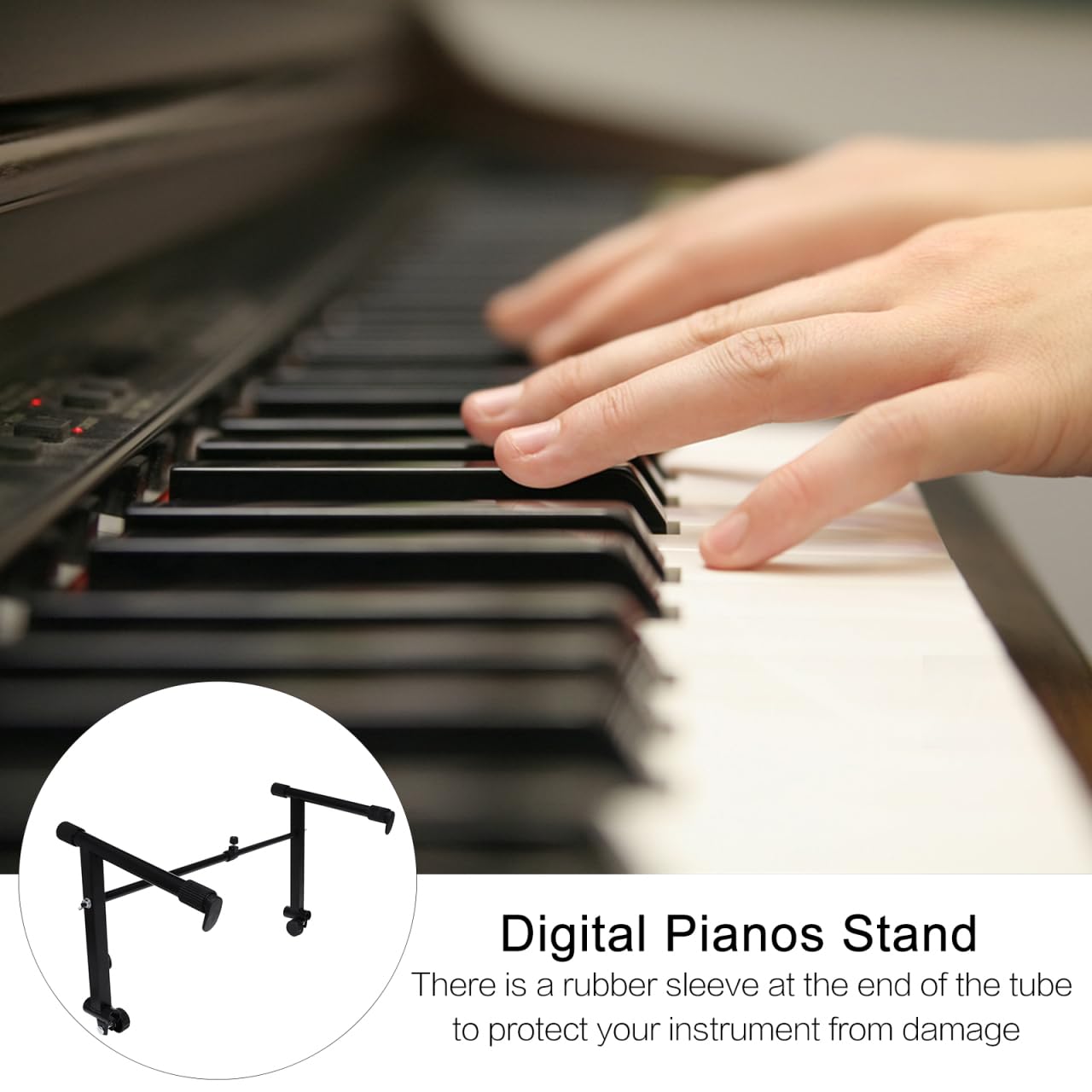 Generic Electronic Keyboard Stand Adjustable Double Braced Legs Practical Keyboard Bracket for Digital and Electronic Pianos 17.71 X 14.56 X 12.20 Inches