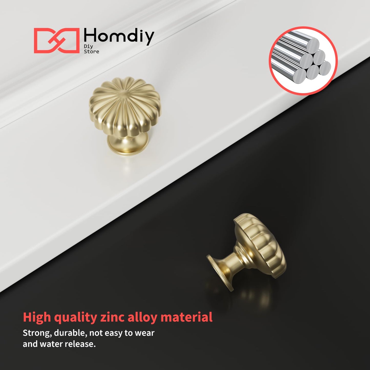 homdiy 10 Pack Gold Knobs Gold Drawer Knobs Brushed Brass Knobs Gold Dresser Knobs Kitchen Cabinet Knobs Gold Cupboard Knobs Single Hole Kitchen Cabinet Handles Zinc Alloy