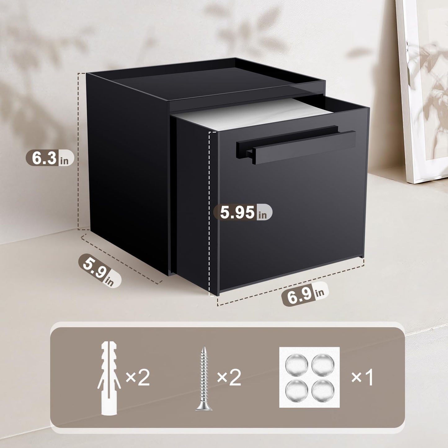 TAINESS Disposable Face Towel Storage Box Compatible with Clean Skin Club Clean Towel XL Acrylic Cosmetic Organizer Container Box Facial Towels Holder with Drawer Wall-Mounted (Black)
