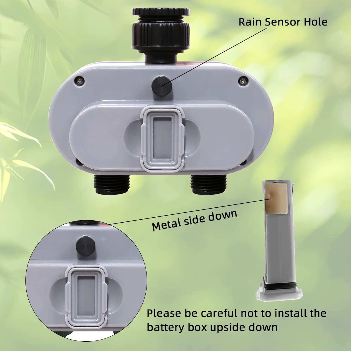 Yardeen Sprinkler Timer for Garden Hose, Programmable Hose Timer with Rain Delay/Manual/2 Solenoid Valves Garden Electronic Irrigation Controller System Color Blue
