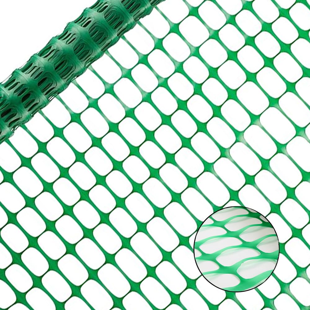 4x100 Ft Green Garden Fence Animal Barrier Reusable Netting Plastic Roll Temporary Pool Construction Fencing for Poultry Dogs Safety Snow Fences Durable Yard Pet Mesh (Green)