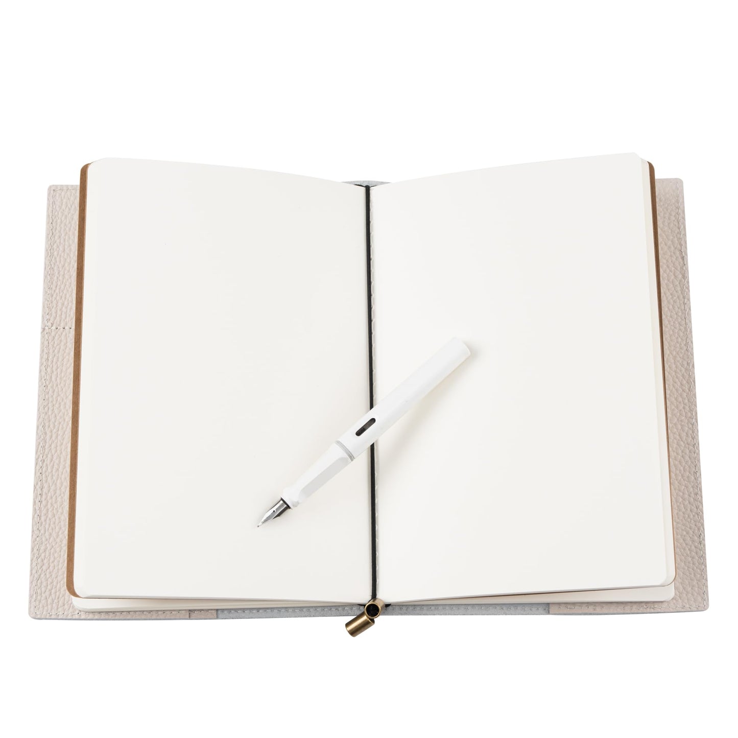 Wanderings A5 Travelers Notebook with Pockets, Oat Colour - Genuine Leather Journal, 6" x 8.7" (15 x 22cm), Refillable Travel Journal to Capture All Life's Adventures, 120 GSM Blank Inserts