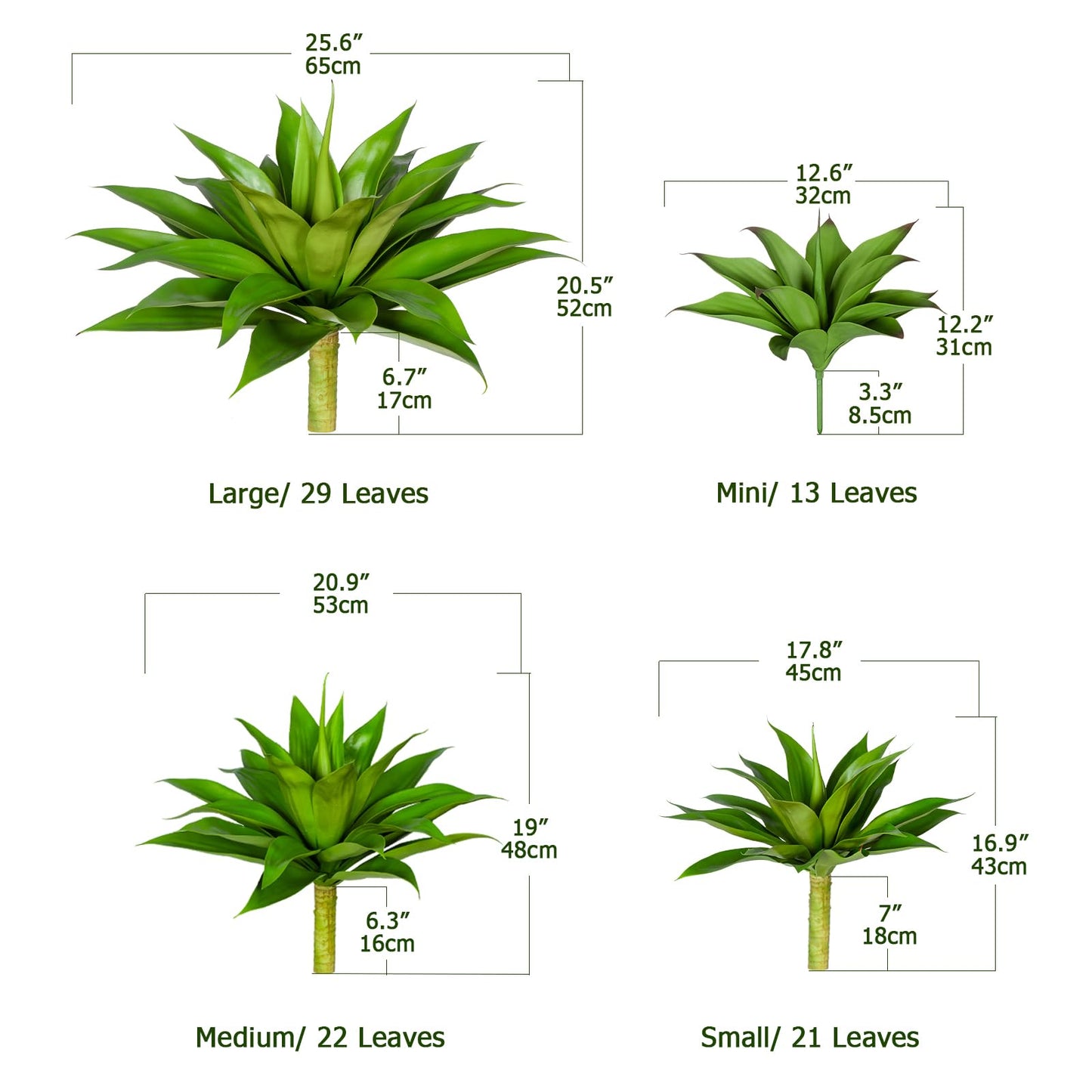 Ttranewsoo Artificial Plants Outdoor Faux Plant,ArtificialAgave Faux Hostas Outdoor Uv Resistant Artificial PlantsIndoor Fake Plant Artificial Agave Plant Indoor(1pcs, 28")