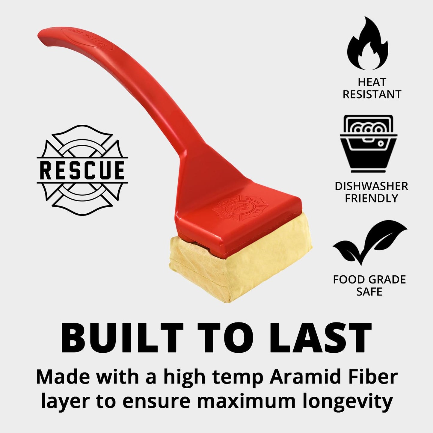 Grill Rescue BBQ Replaceable Scraper Cleaning Head, Bristle Free - Durable and Unique Scraper Tools for Cast Iron or Stainless-Steel Grates, Barbecue Cleaner (Non-Scraper Brush)