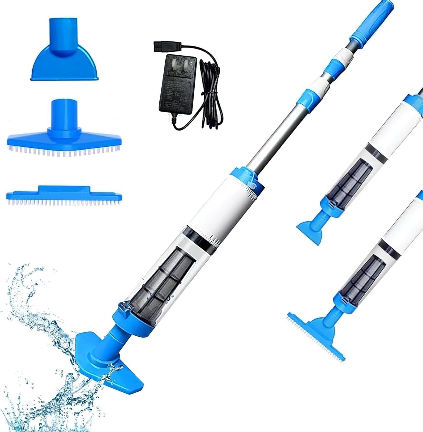 3-in-1 Cordless Rechargeable Pool Vacuum Cleaner – Handheld Design Perfect for Cleaning Spas, Hot Tubs and Small Pools, Removes Sand, Dirt and Debris with Ease