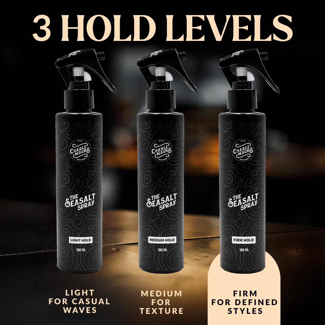 Charlemagne Pre-Styler Sea Salt Spray - 200 ml, 2 Pack - Firm Hold & Hair Volume for Curly & Wavy Hair - Heat Protection & Matte Finish - Made in Germany