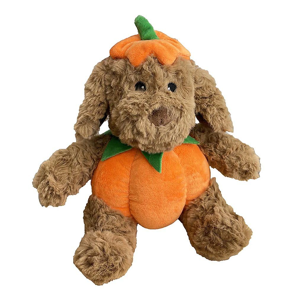 Pet Lou Pumpkin Dog, 12-inches Height, Orange and Brown, Squeak Toy, Plush, Pet Toys and Supplies