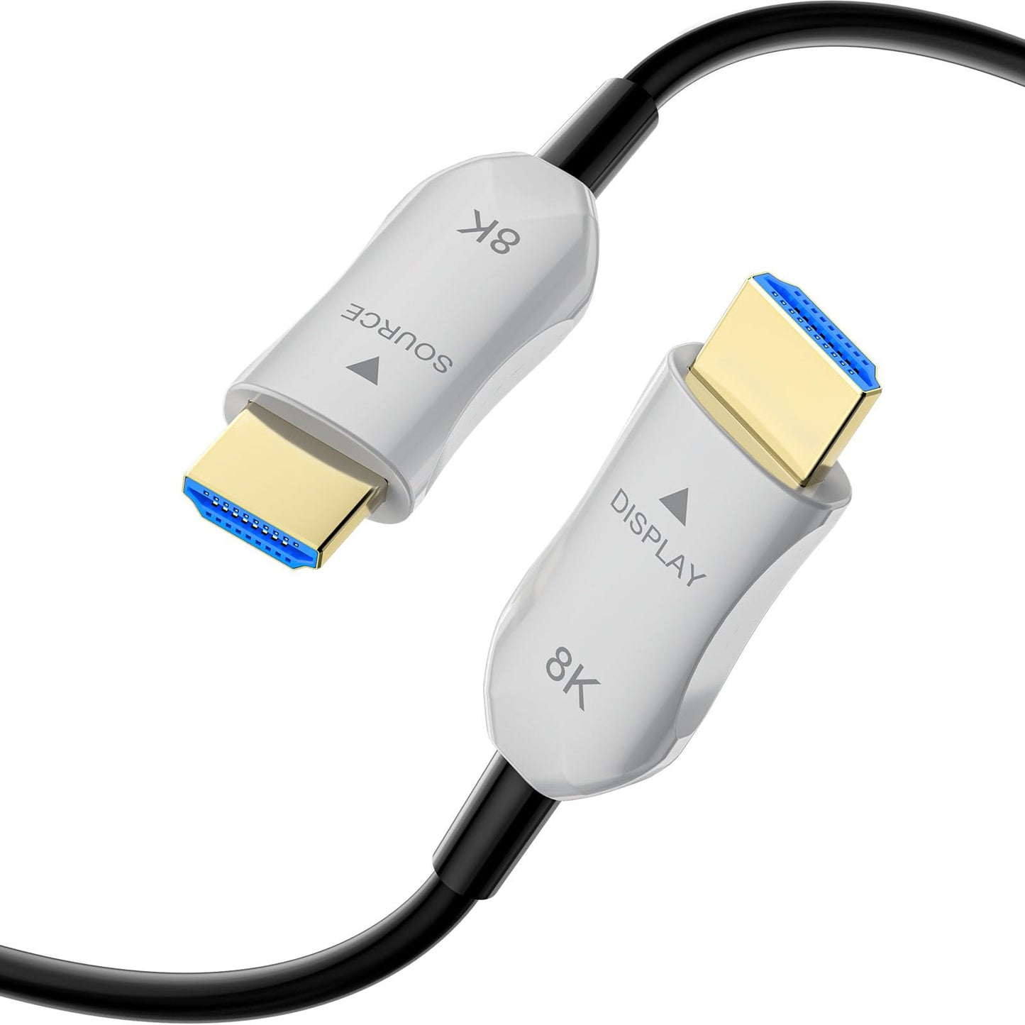 RUBMUD 8K Fiber Optic HDMI 2.1 Cable 50ft, Long Active HDMI Cable, High Speed Fiber HDMI Cord, 48Gbps, 8K@60Hz 4K@120Hz, Dynamic HDR, eARC, HDCP 2.2&2.3, 3D, for HDTV Monitor Game Laptop Home Theatre