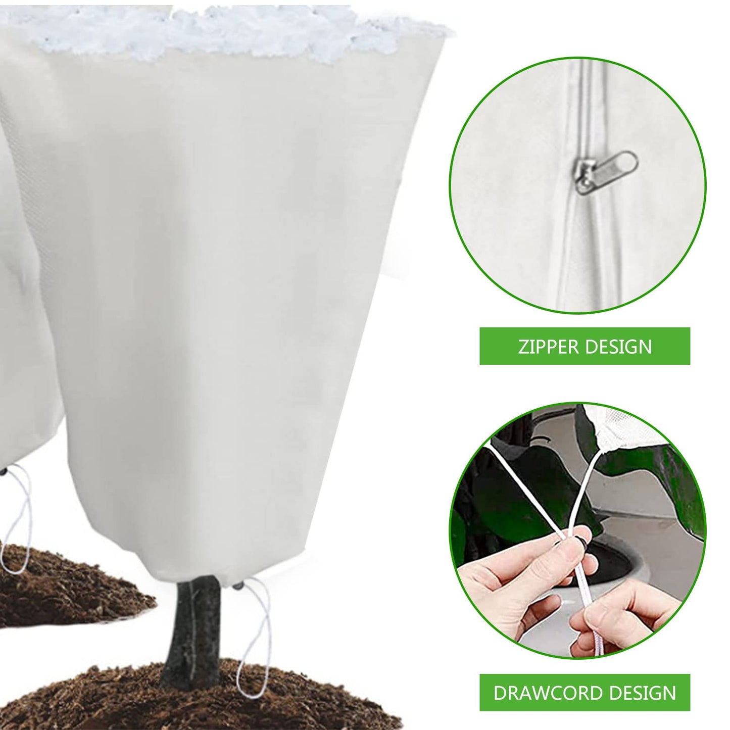 3 Pack Plant Cover for Winter White Freeze Protection Cover with Zipper and Drawstring, Heavy Duty Plant Cover Outdoor Non-Woven Fabric Winter Plant Covers for Trees, Shrub 47.2 inch* 70.8 inch