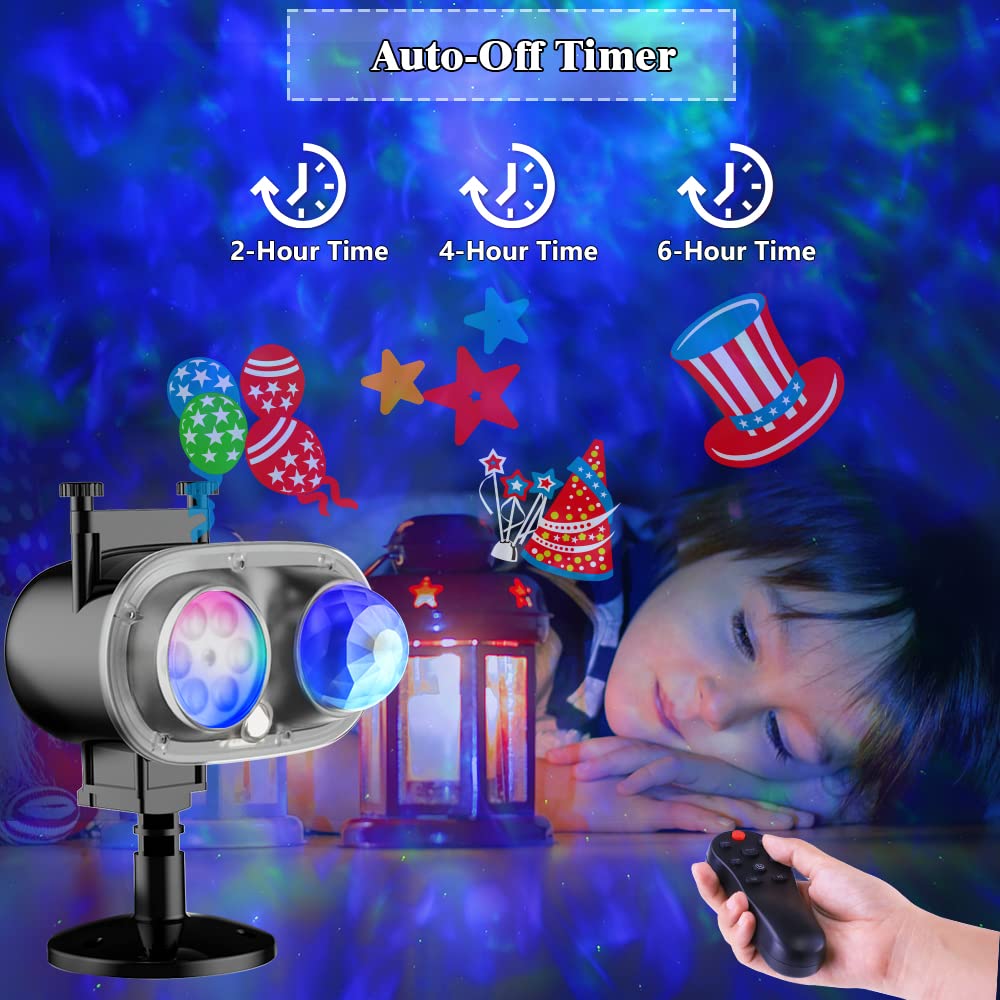 Christmas Projector Lights Outdoor,Holiday Lights Projector with Remote Control Timer, 26 HD Effects (3D Ocean Wave & Patterns) Waterproof Landscape Lights for Xmas Halloween Party Garden Decorations