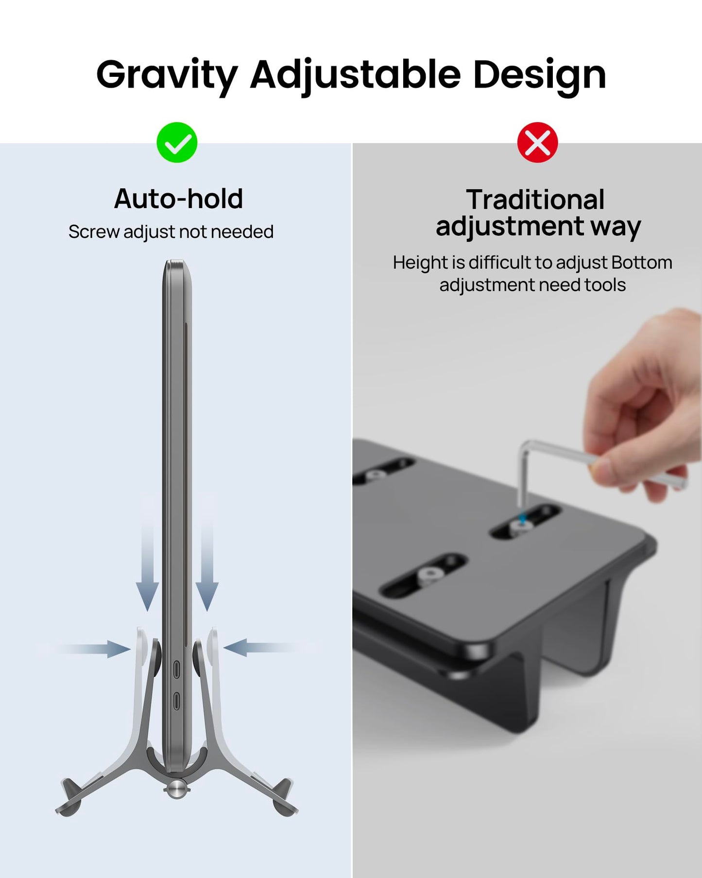 SODI Vertical Laptop Stand for Desk Storage, Portable Computer Stand Vertical MacBook Stand, Aluminum Laptop Holder Vertical Dock Stand Holder Compatible with MacBook Pro, MacBook Air, Space Grey