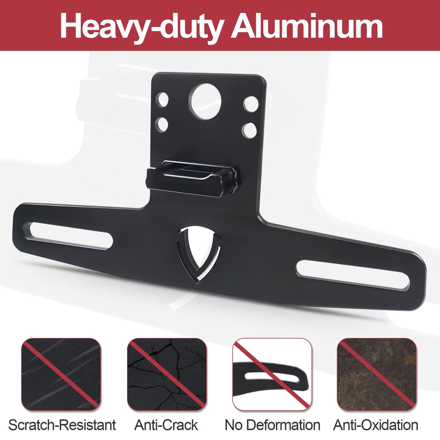 StarknightMT Universal UTV ATV License Plate Holder with LED Light, Heavy Duty Aluminum License Plate Mount Compatible with Polaris RZR Ranger, Can-Am Maverick X3, Trailer, Golf Cart, Boat, RV
