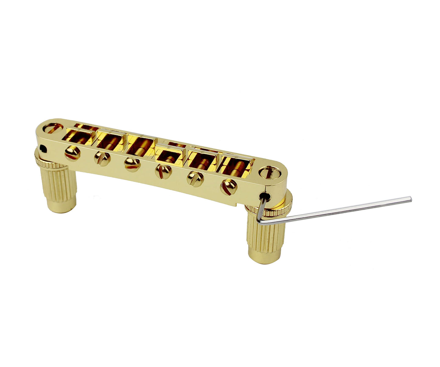 Guyker Guitar Tune-O-Matic Bridge and Stop Bar Tailpiece Combo with Anchors and Studs Replacement Compatible with LP SG EPI 6 String Electric Guitar Golden