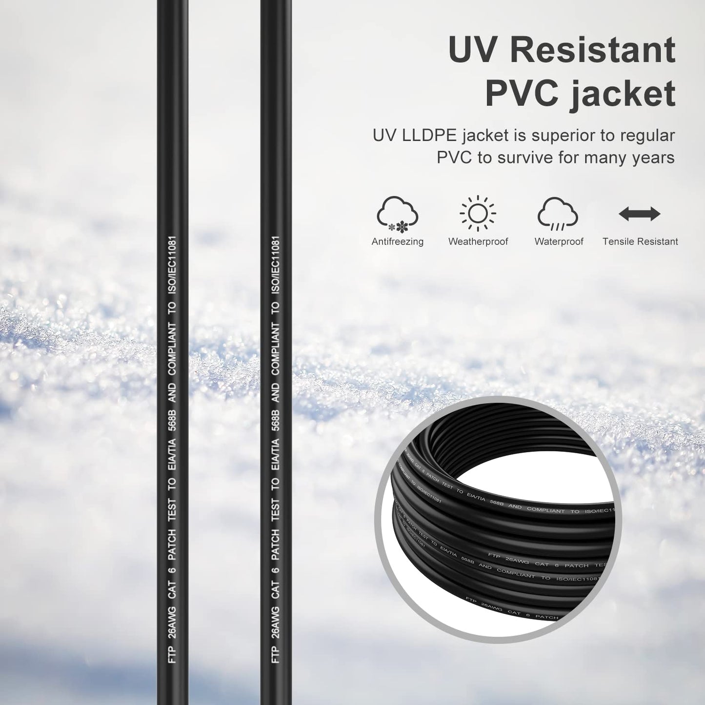 Abireiv Cat6 Outdoor Ethernet Cable 400ft,Outdoor Shielded Grounded UV Resistant Waterproof Buried-able Network Cord Compatible for Ca6/Cat5/Cat5e,for Game,Router,LAN,TV