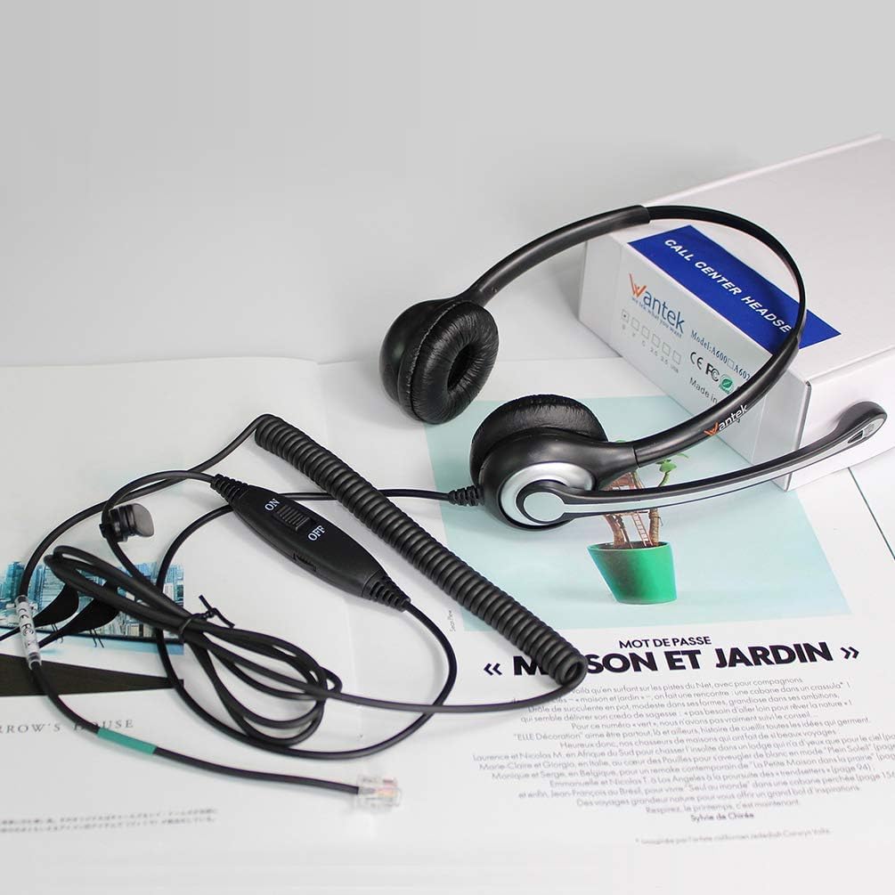Wantek Corded Telephone Headset Mono with Noise Canceling Mic for ShoreTel Plantronics Polycom Zultys Toshiba NEC Dterm Nortel Norstar Meridian Siemens ROLM Packet8 Landline Deskphones (F600S2)