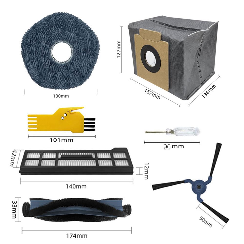 aoteng Replacement Parts for eufy X10 Pro Omni Robot Vacuum Cleaner Accessories Kit 24 Packs 2 Main Brush, 4 Filters, 6 Side Brushes, 6 Mop Cloths, 6 Dust Bags