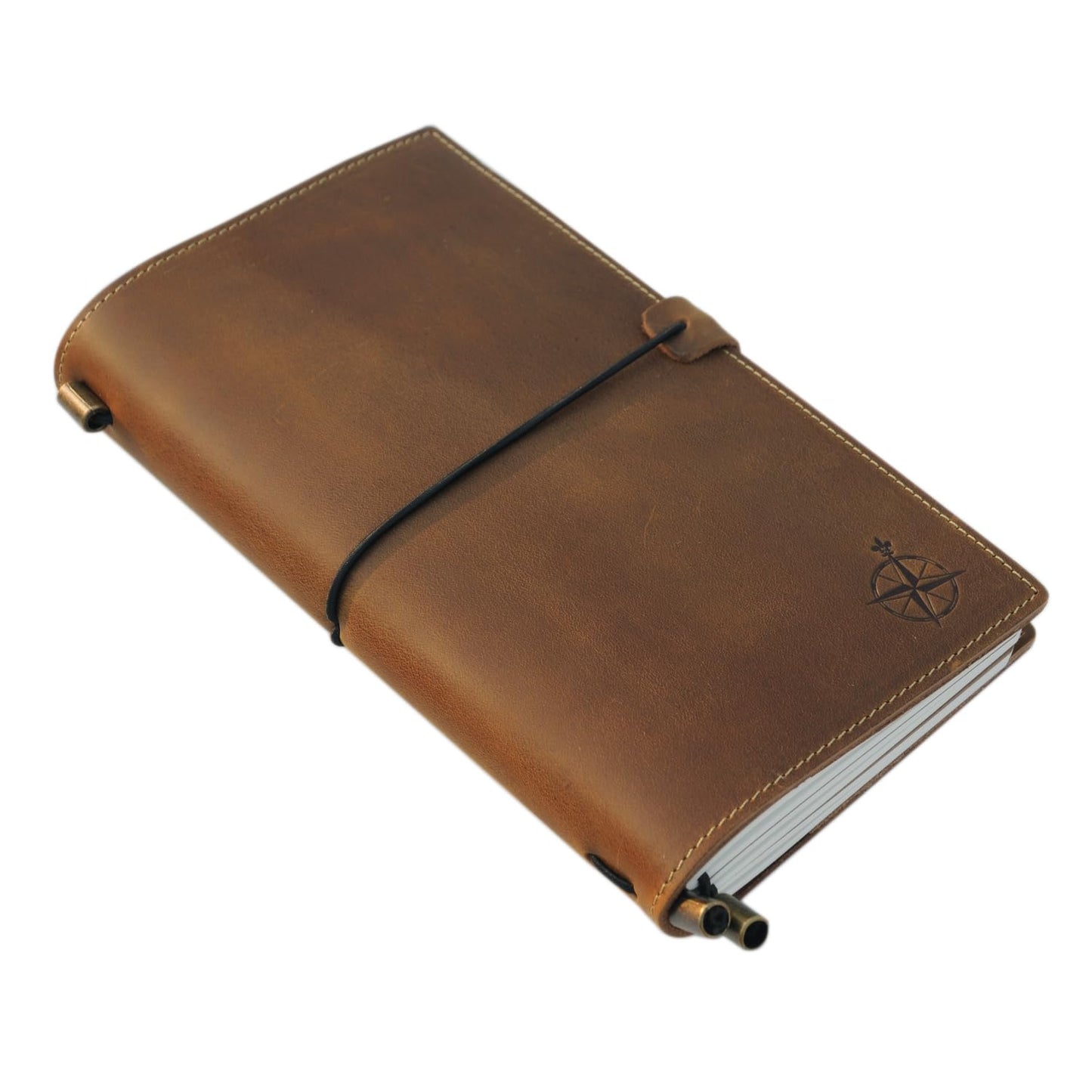 Wanderings Leather Travel Journal with Pockets -4.75" x 8.5" (12 x 22cm) - Refillable Notebook Organizer - Hand-Crafted Genuine Leather Notebook with Pockets for Travelers - Blank Inserts