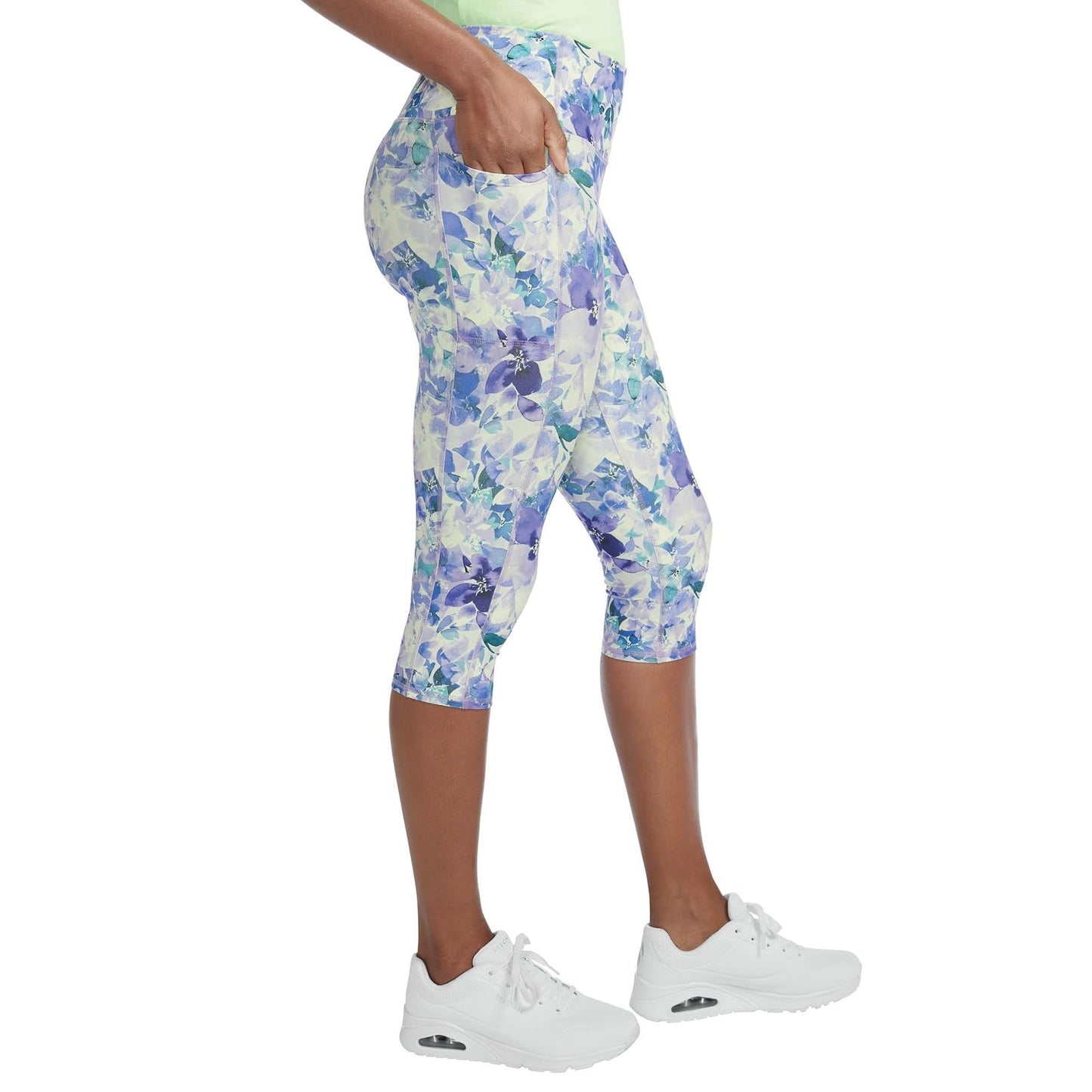 Skechers Women's Gowalk High Waisted Capri, Blue Seascape Floral, 3X-Large