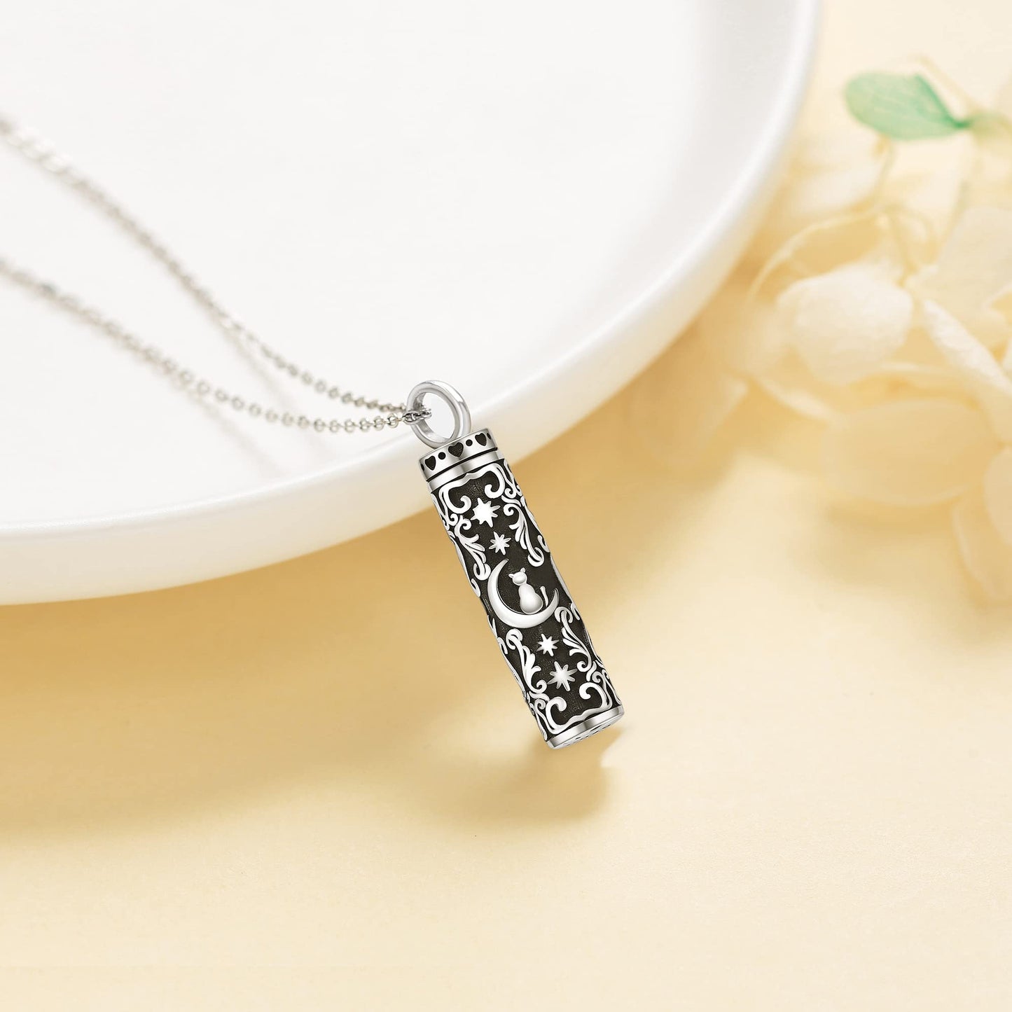 Cat Urn Necklace for Ashes Sterling Silver Pet Cremation Memorial Keepsake Jewelry for Ashes for Women Girls