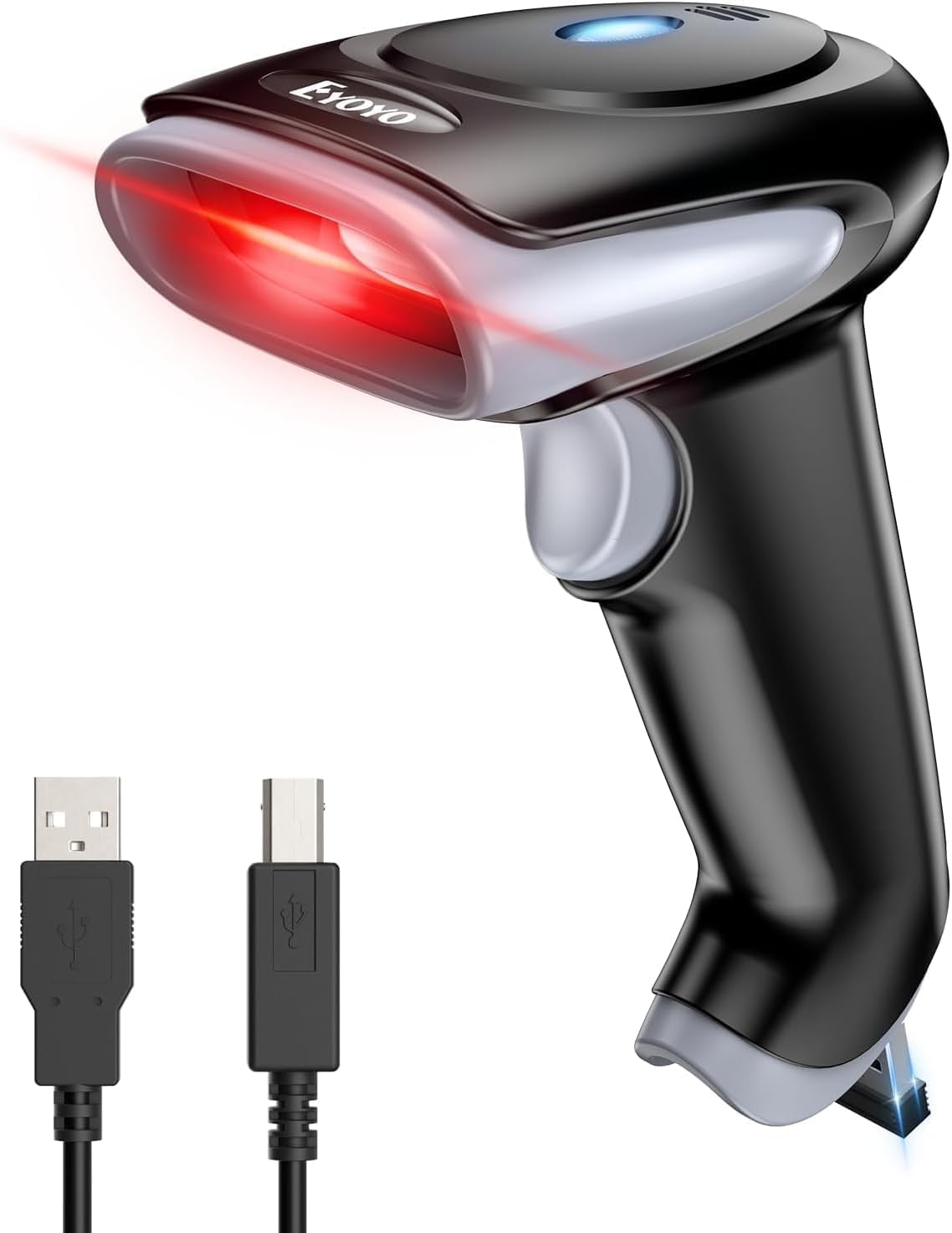 Eyoyo Handheld 2D Wireless Barcode Scanner, USB Wired & Cordless 1D QR Code Reader, Compatible with Computer, Laptop, POS Fast Screen & Printed Bar Code Scanner for Library, Retail Store, Warehouse
