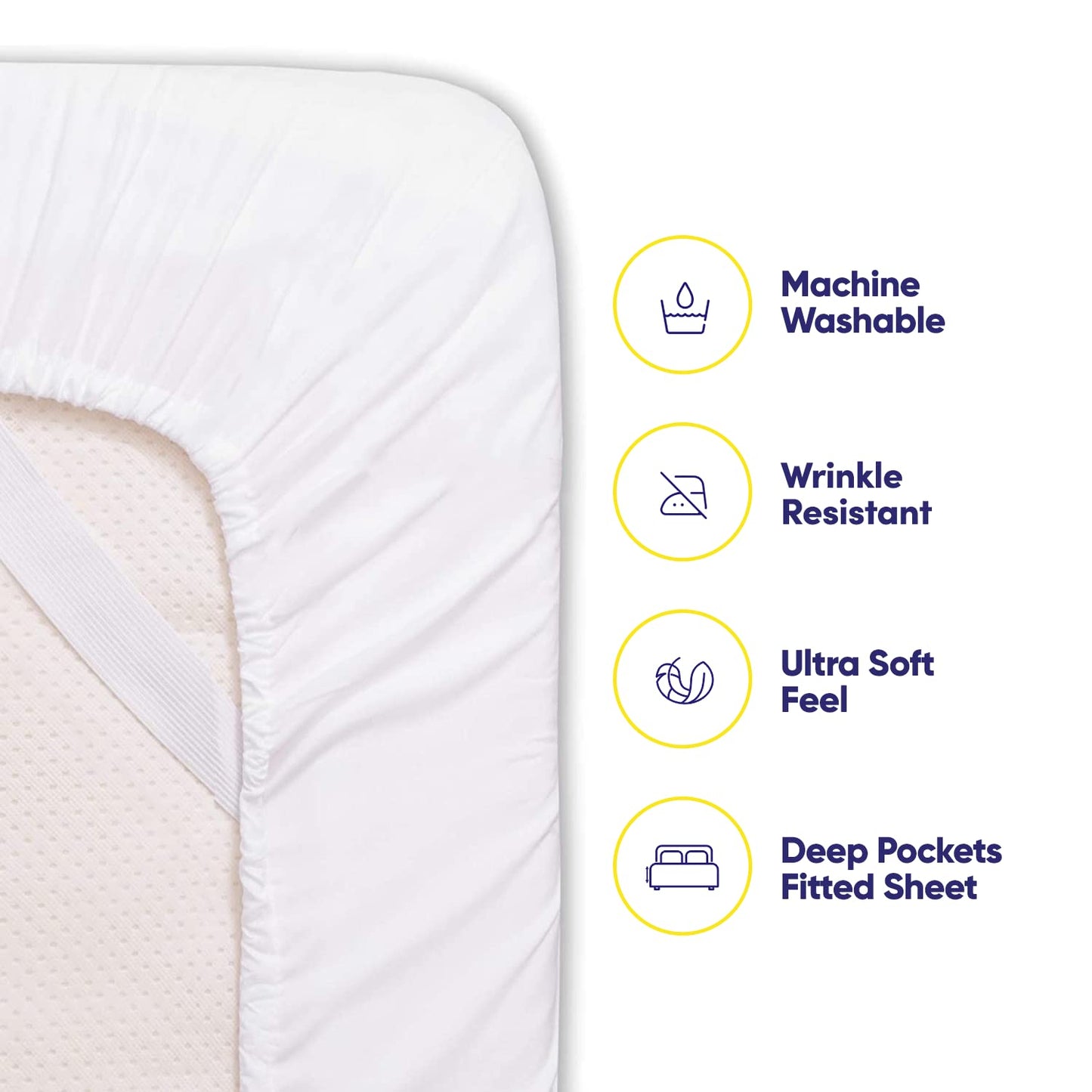Sweet Home Collection 6-Piece 1500 Thread Count Egyptian Quality Deep Pocket Bed Sheet Set-4 standard Pillow Cases, Queen, White
