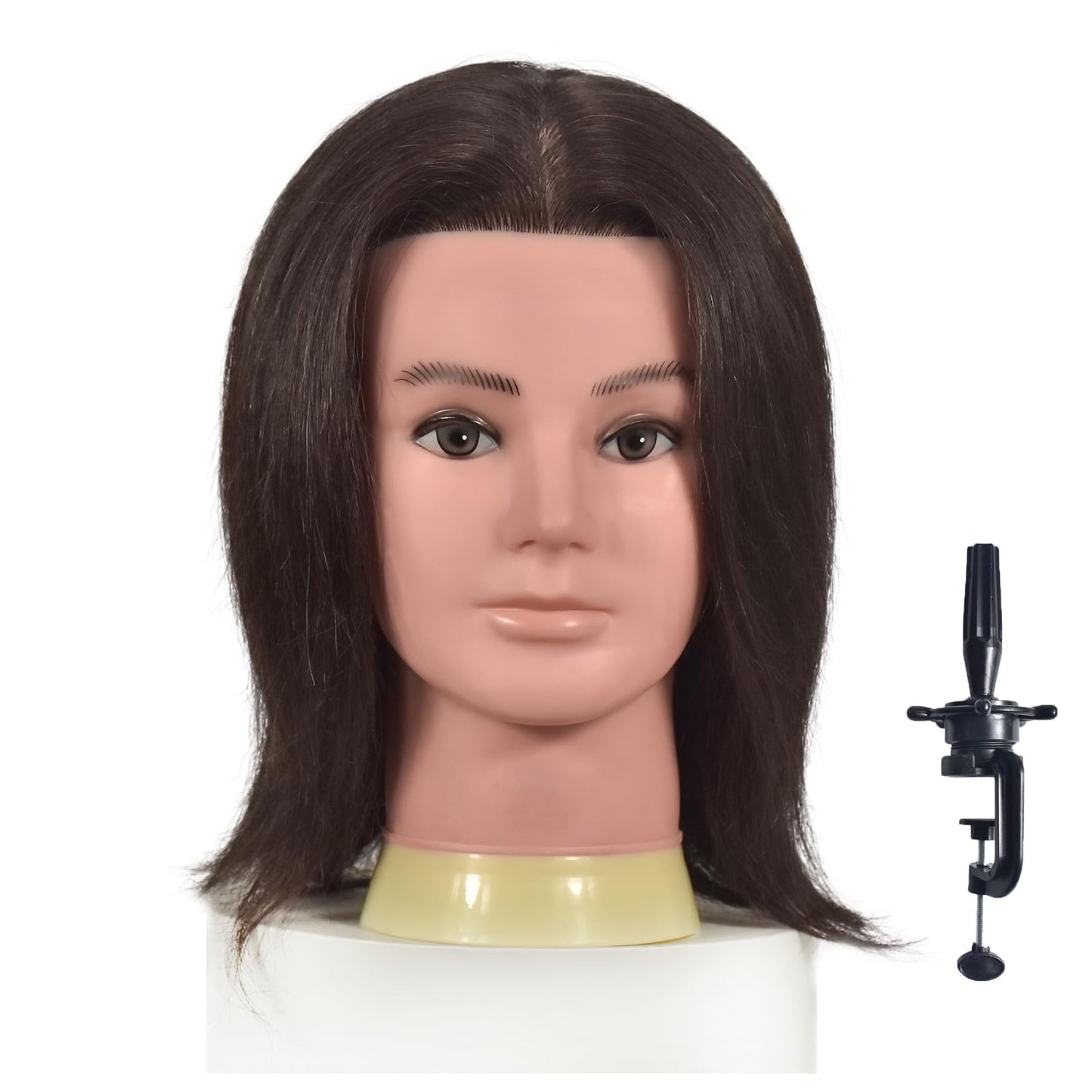BLTYXT Male Mannequin Head with 100% Human Hair Training Head for Hairdressing Practice