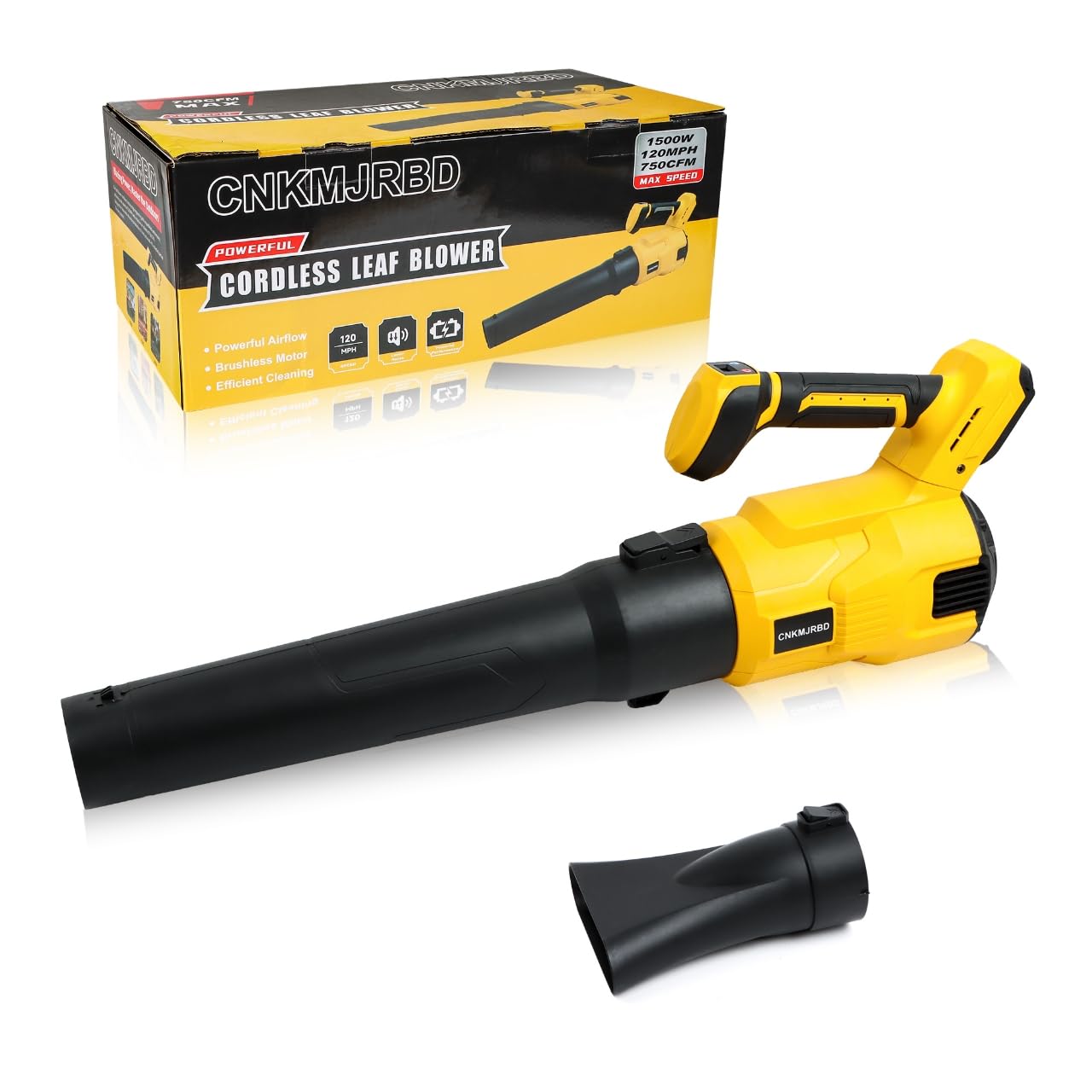 Cordless Leaf Blower - 1500W Brushless,120MPH Speed/750CFM Volume.Compatible with Dewalt 20V Max Battery(Battery Not Included) for Lawn, Garden & Driveway Cleaning