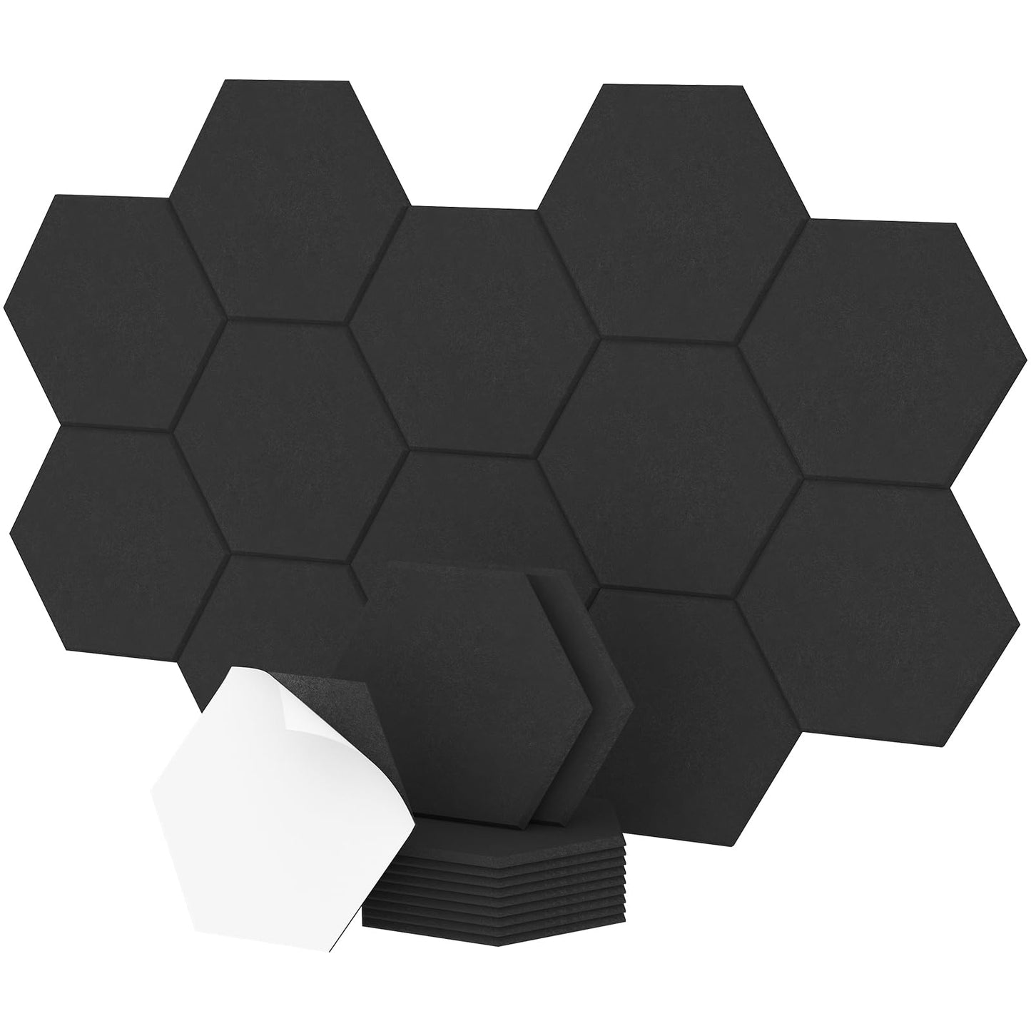 TONOR 12 Pack Sound Proof Panels, Self-adhesive Acoustic Panels, High Density Soundproofing Panels, Acoustic Wall Panels in Home, Office, Recording, Podcasting, 12"x 10"x 0.4", Black