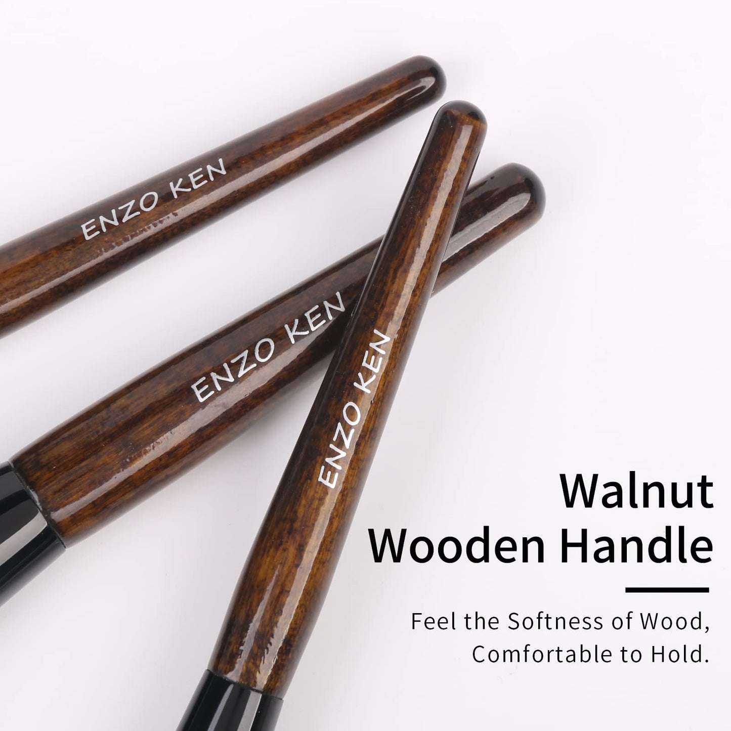 ENZO KEN Natural Goat Hair Makeup Brush Set with Case, Natural Bristle Makeup Brushes, Makeup Brushes Set Professional, Walnut Cosmetic Brushes Makeup Set - MONI