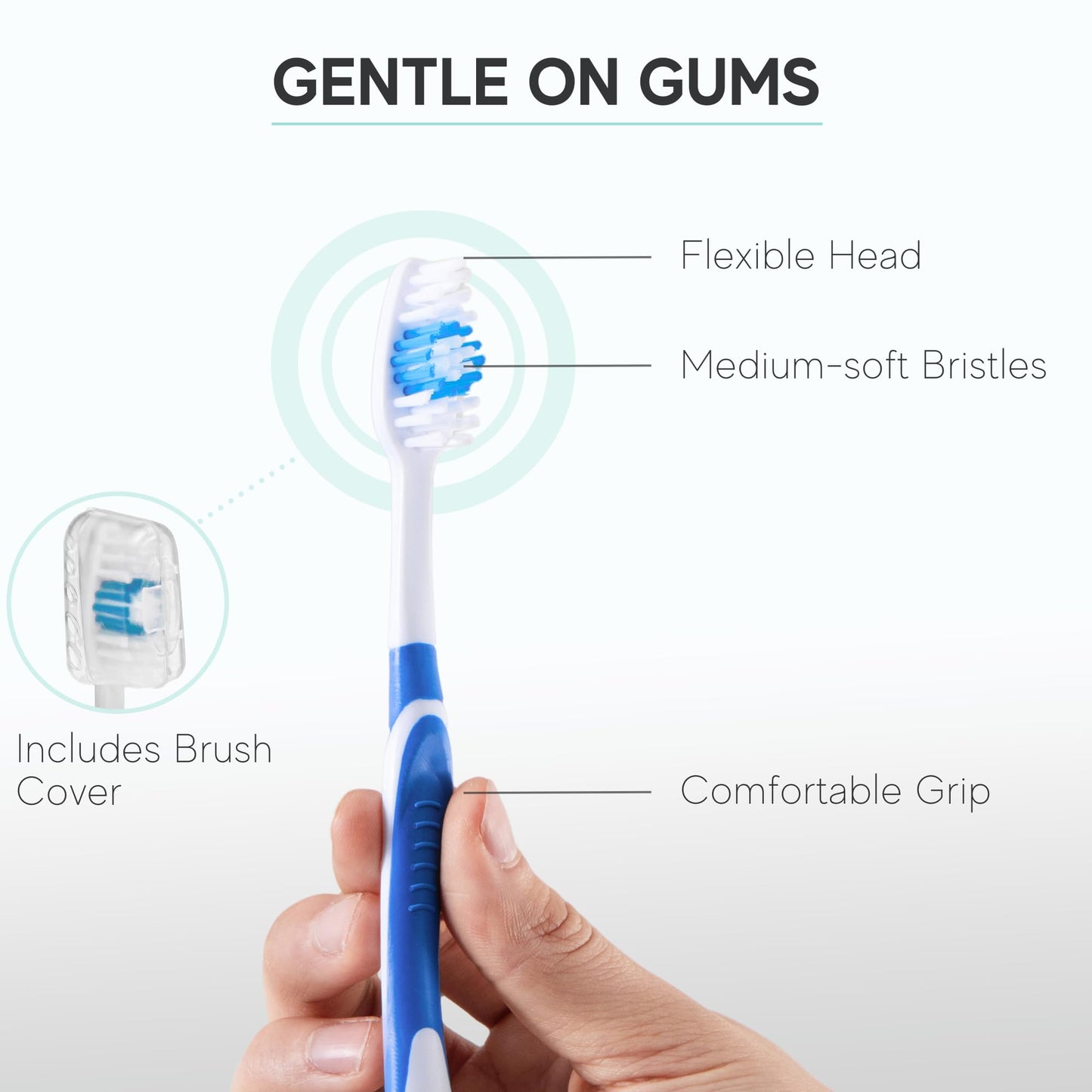 104 Pack Bulk Toothbrushes w/Cover Caps, Individually Wrapped Disposable Travel Toothbrush, Value Size, Long Lasting 3+ Months, Med-Soft Manual Teeth Brush Bristles, 4 Colors (Red Green Blue Pink)