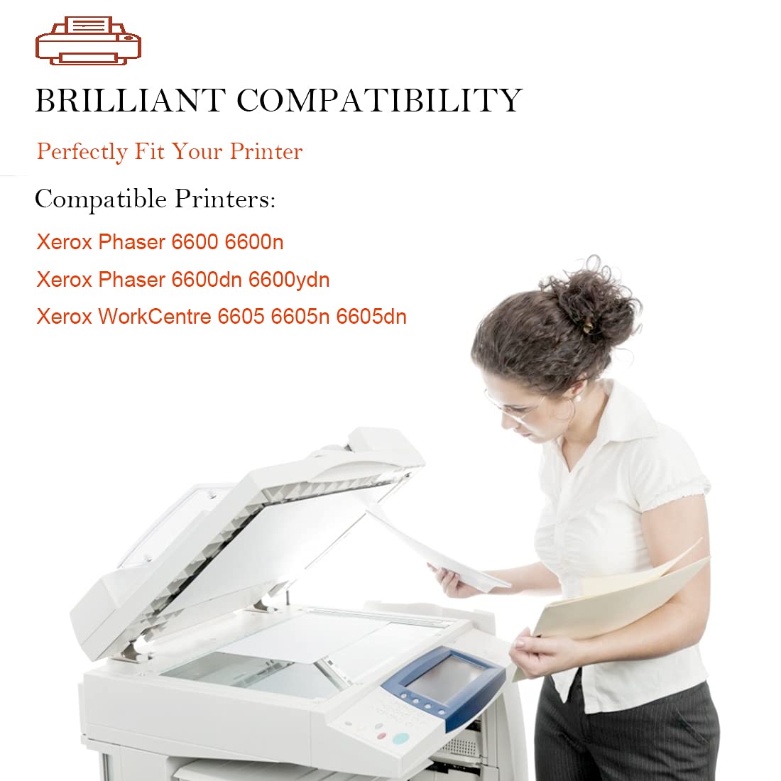4 Colors Compatible Toner Cartridge for Xerox Phaser 6600 6600n 6600dn 6600ydn WorkCentre 6605 6605n 6605dn Printer High Yield 8000 & 6000 Pages 106R02228 106R02225 106R02226 106R02227 ( BK/C/M/Y )