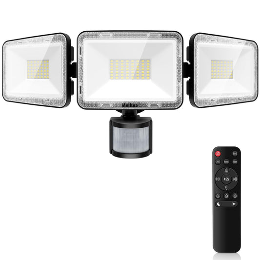 MEIHUA 70W LED Security Lights Motion Sensor Light Outdoor, 6800LM 6500K Daylight Outdoor Flood Lights with Remote Control, IP66 Waterproof Wall Mount Security Light for Garage Porch Backyard
