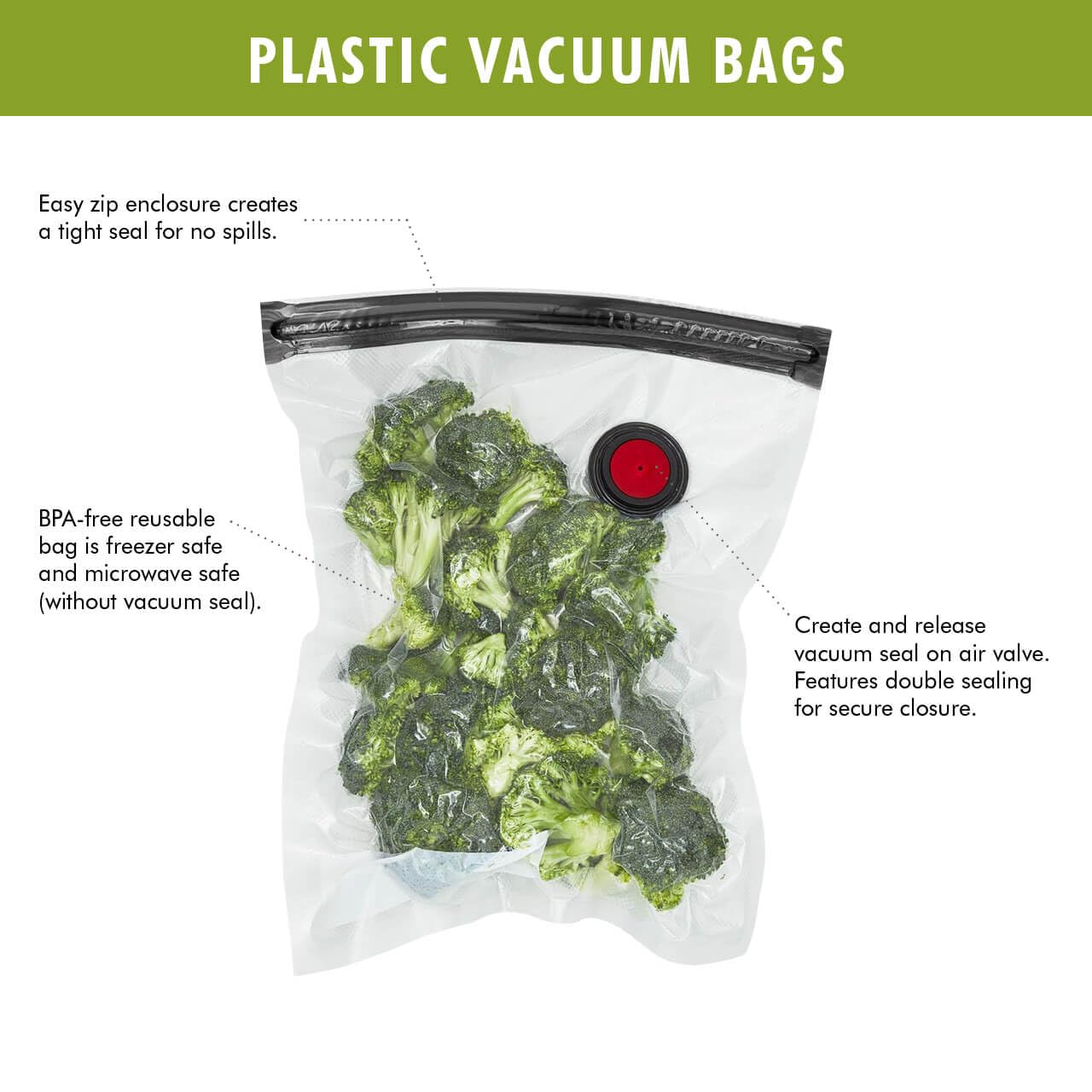 ZWILLING Fresh & Save Vacuum Sealer Bags, 1 Gallon, Reusable Food Storage Bags for Meal Prep, Reusable Snack Bags, Reusable Sous Vide Bags, 15 x 11.2 x 5.7 inches, Set 20-pc, Medium, Clear