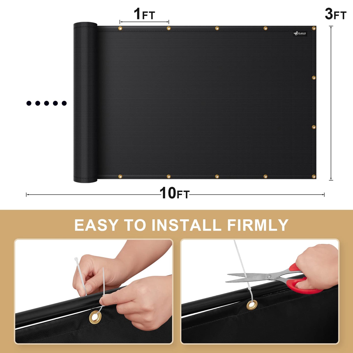 FLASLD Fireproof Deck Fence Cover and Screen Protection Deck Railing from Grill Heat, Balcony Fence Privacy Screen, Outdoor Fence, UV Protection, Weather-Resistant, 90 cm x 300 cm