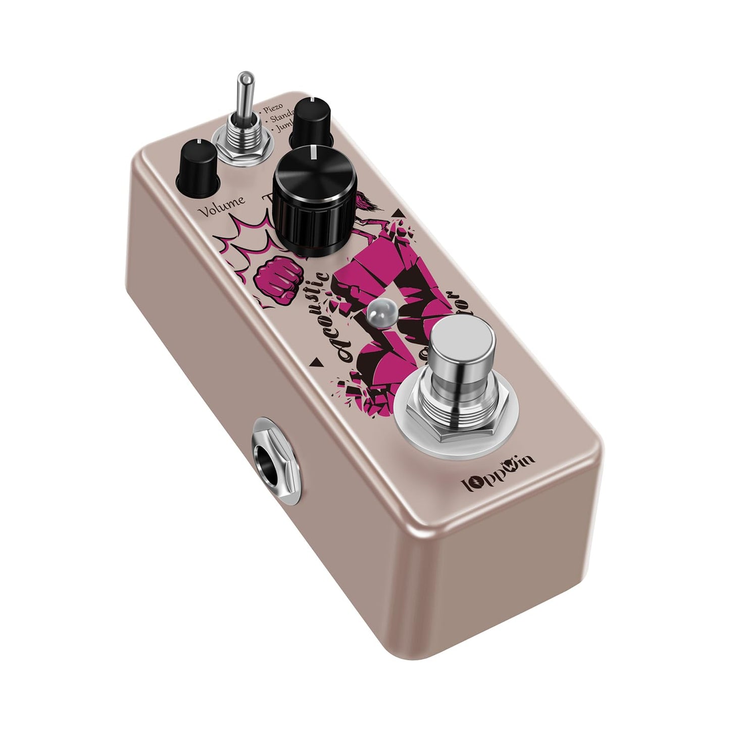 IOppWin Acoustic Guitar Simulator Pedal - Electric-to-Acoustic Conversion, 3 Cabinet Modes (Piezo/Standard/Jumbo), Metal Housing, True Bypass