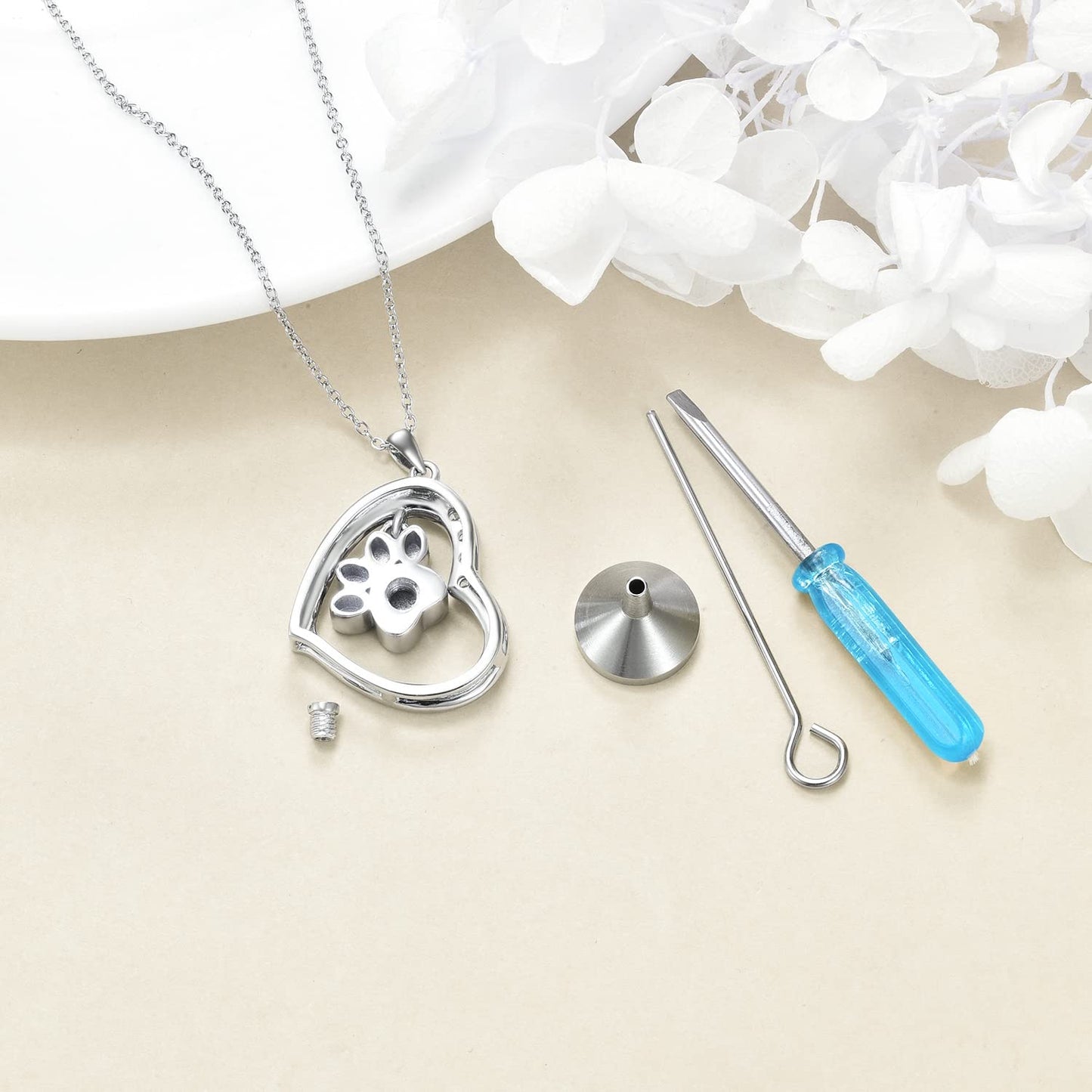 YFN Paw Urn Necklace Sterling Silver Dog Cat Paw Ashes Pendant Pet Cremation Memorial Jewelry Paw Print Gift for Women