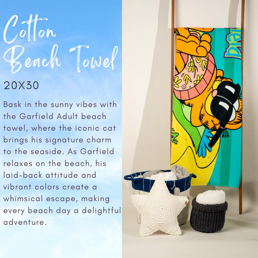 Franco Collectibles Garfield Super Soft Cotton Bath/Pool/Beach Towel, 60 in x 30 in, (100% Officially Licensed Product)
